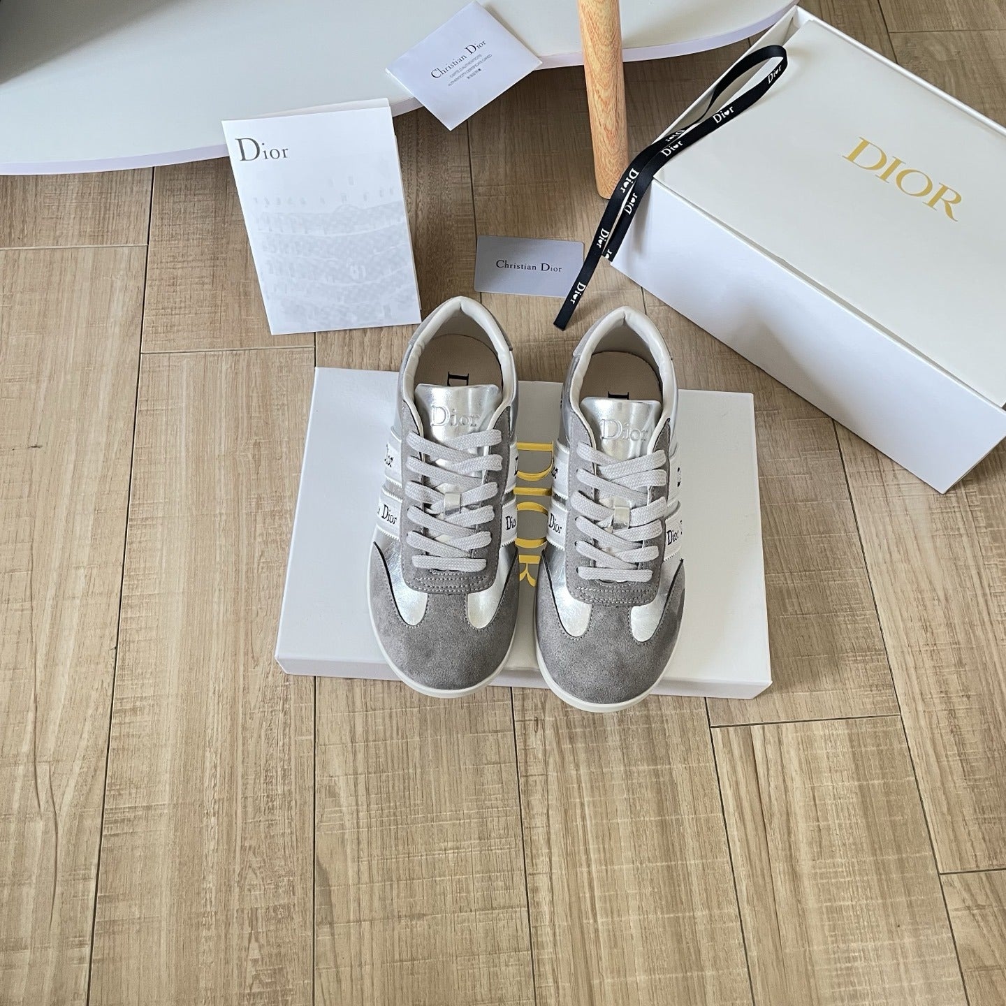 Dior Leather Vintage-Finish Sneakers