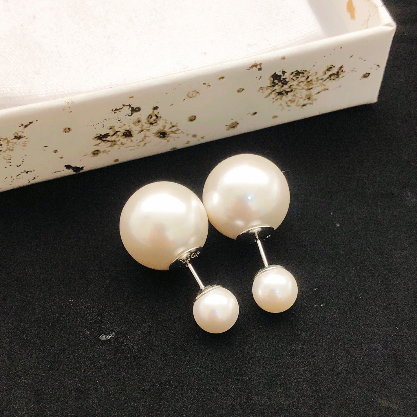 Dior White Sterling Silver Pearl Earrings