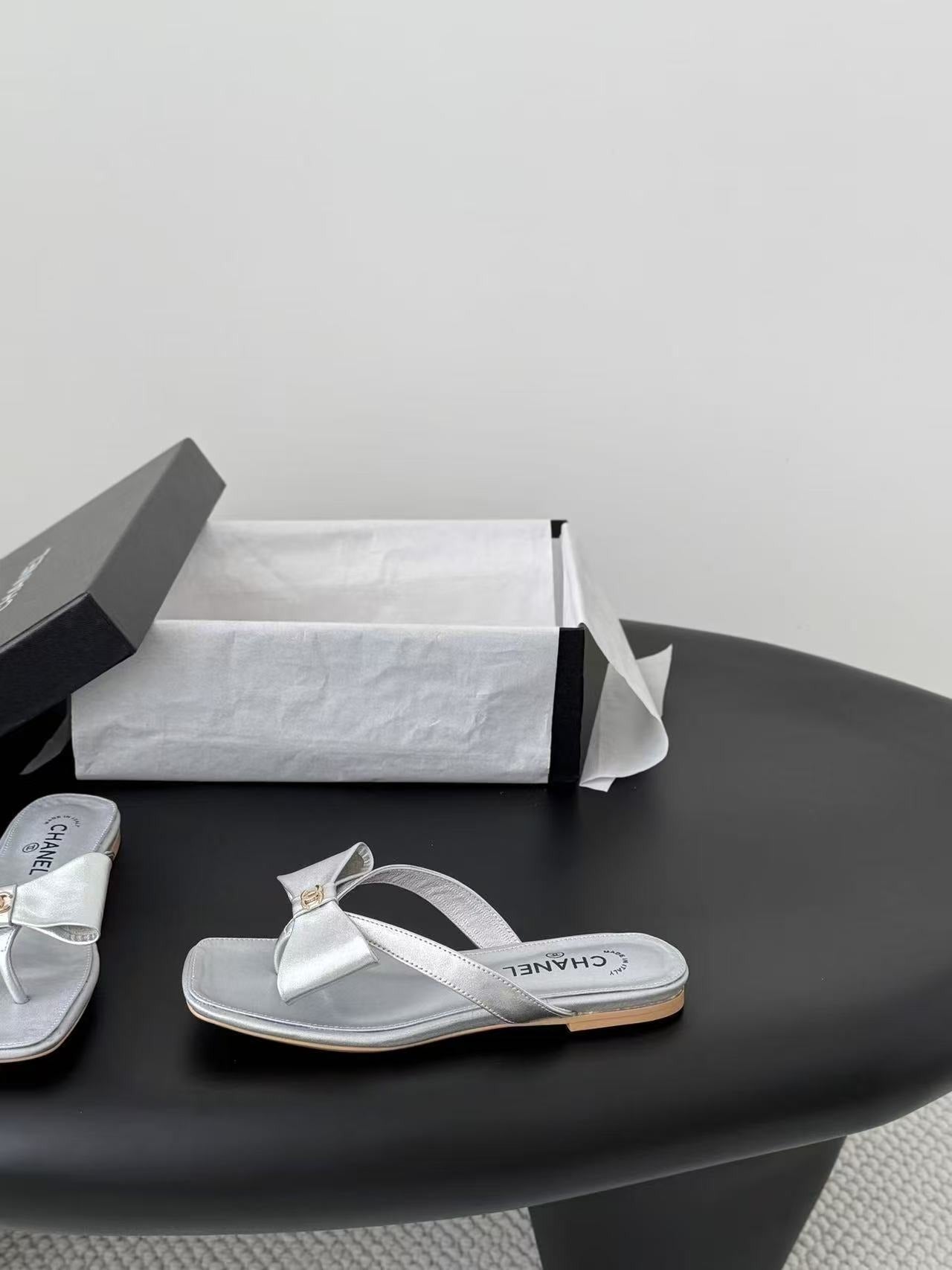 Chanel Lambskin Leather Bow Slides