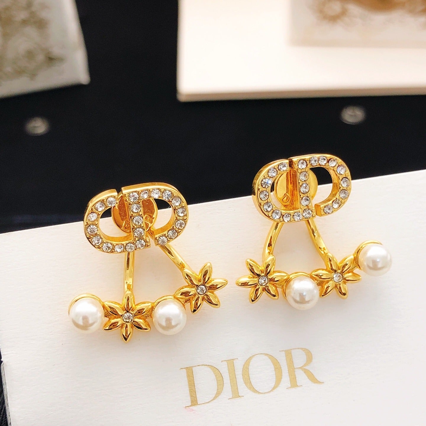 Dior Gold Brass Sunburst Earrings