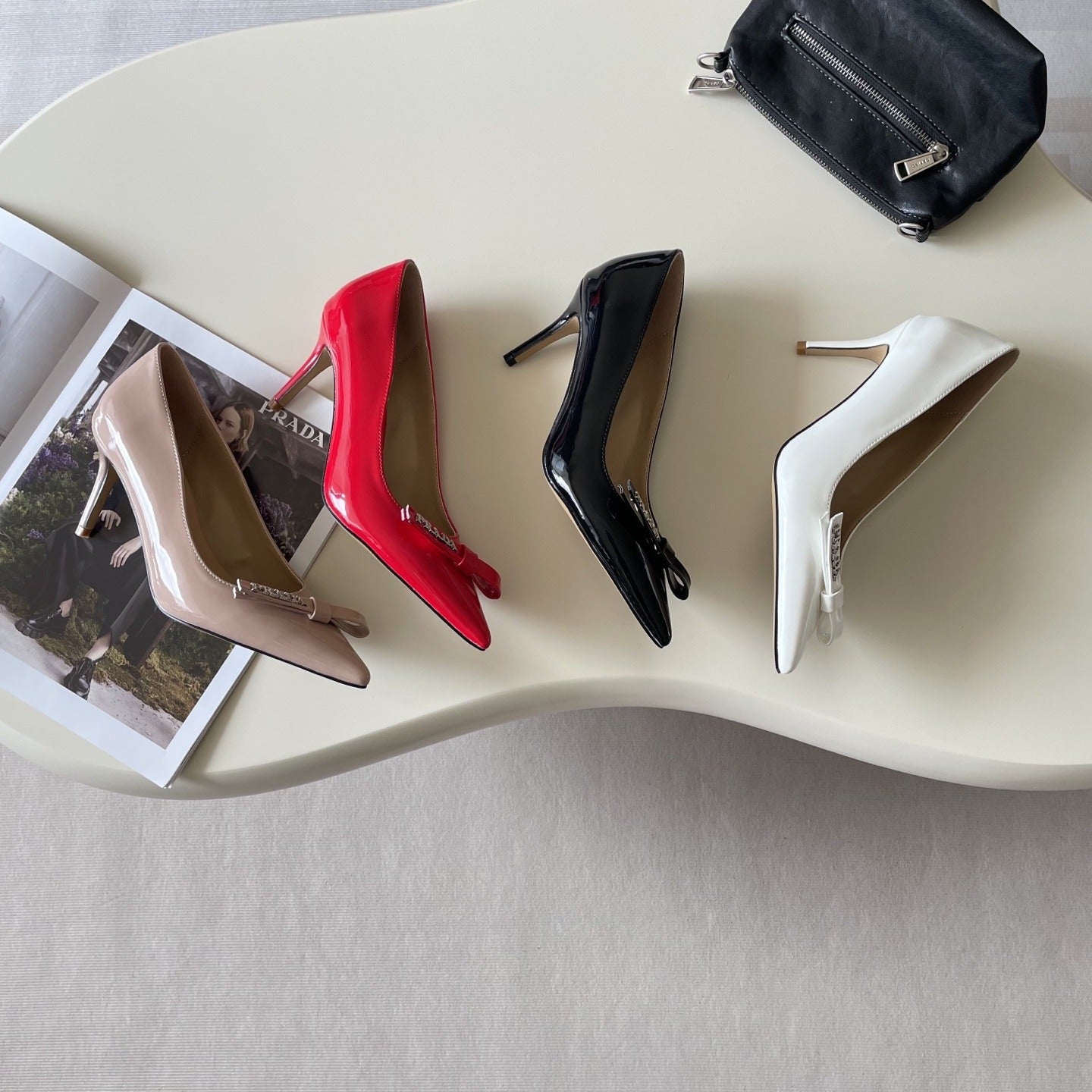 Prada Lambskin Leather Bow Heels