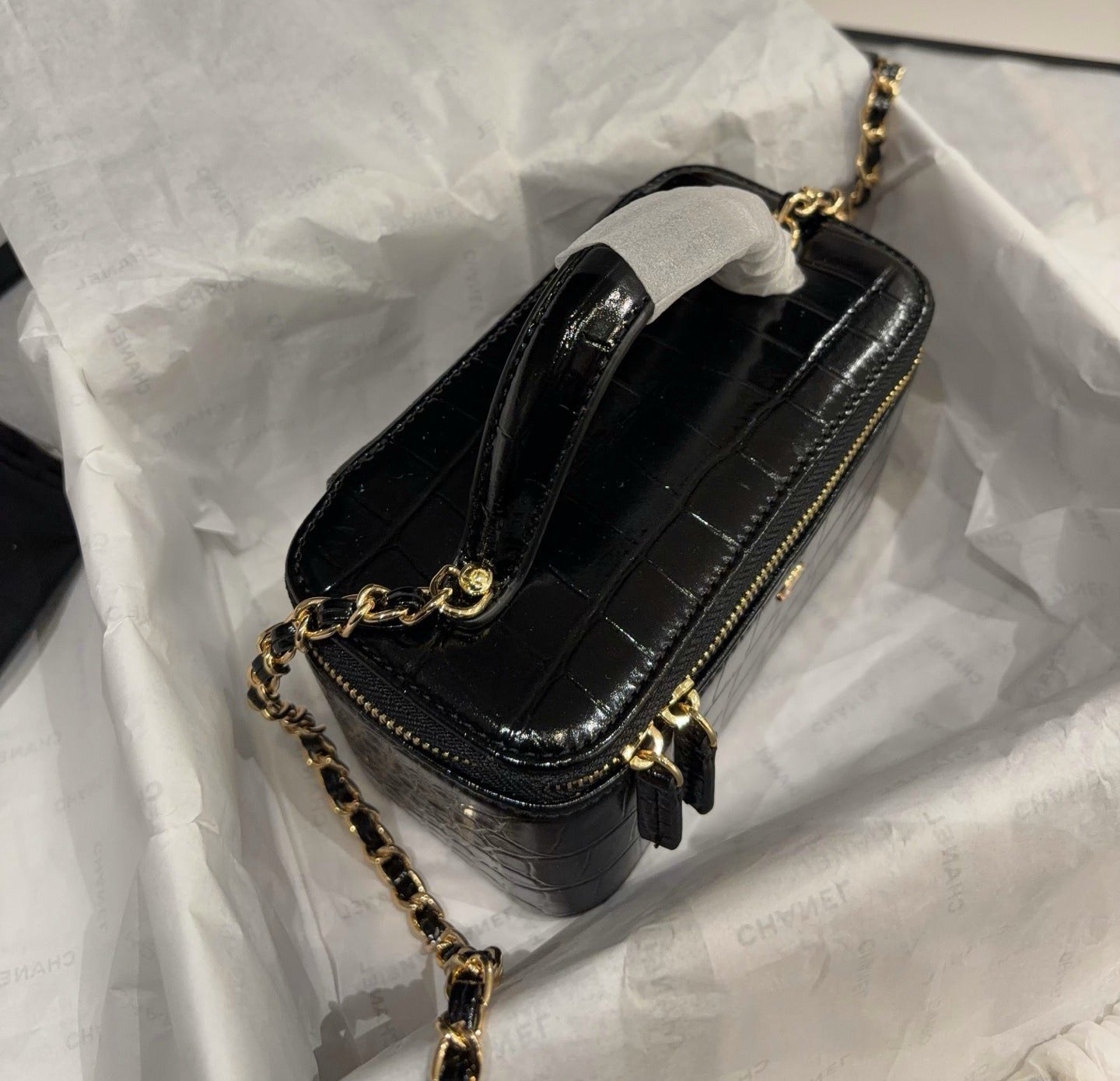 Chanel Patent Leather Chain Crossbody Bag