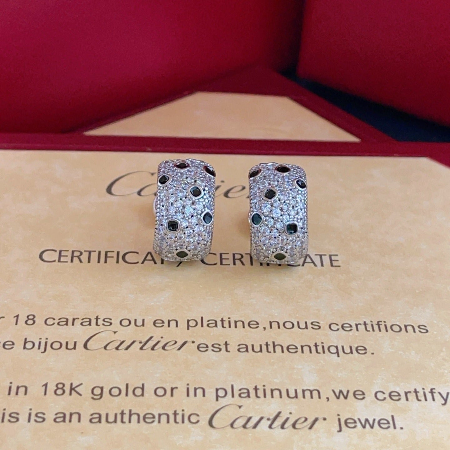 Cartier Silver Brass Leopard-Print Earrings