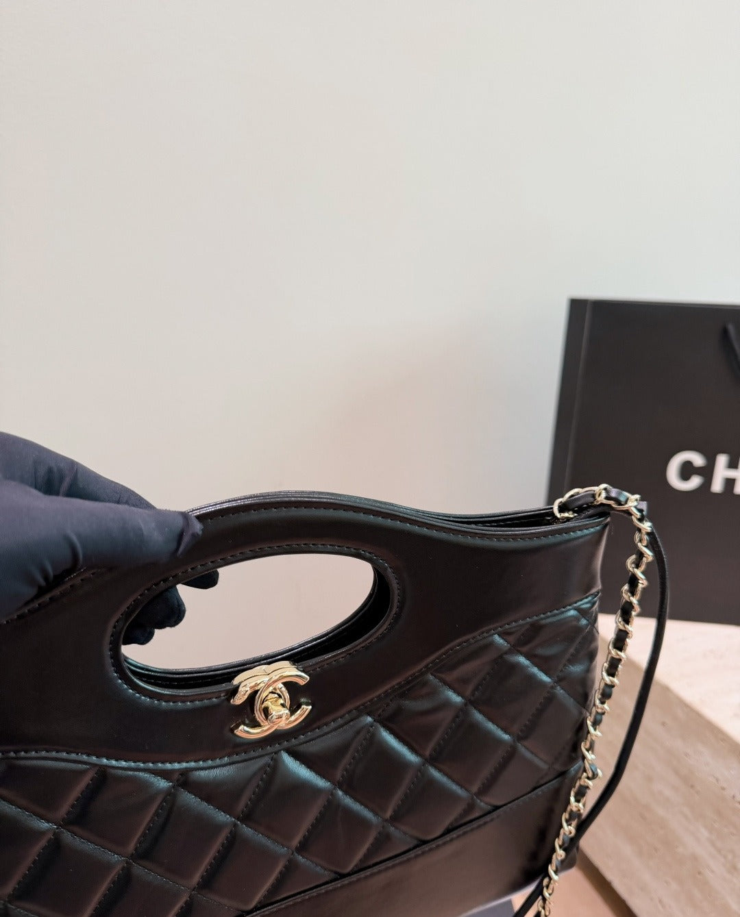 Chanel Lambskin Leather Chain Handbag