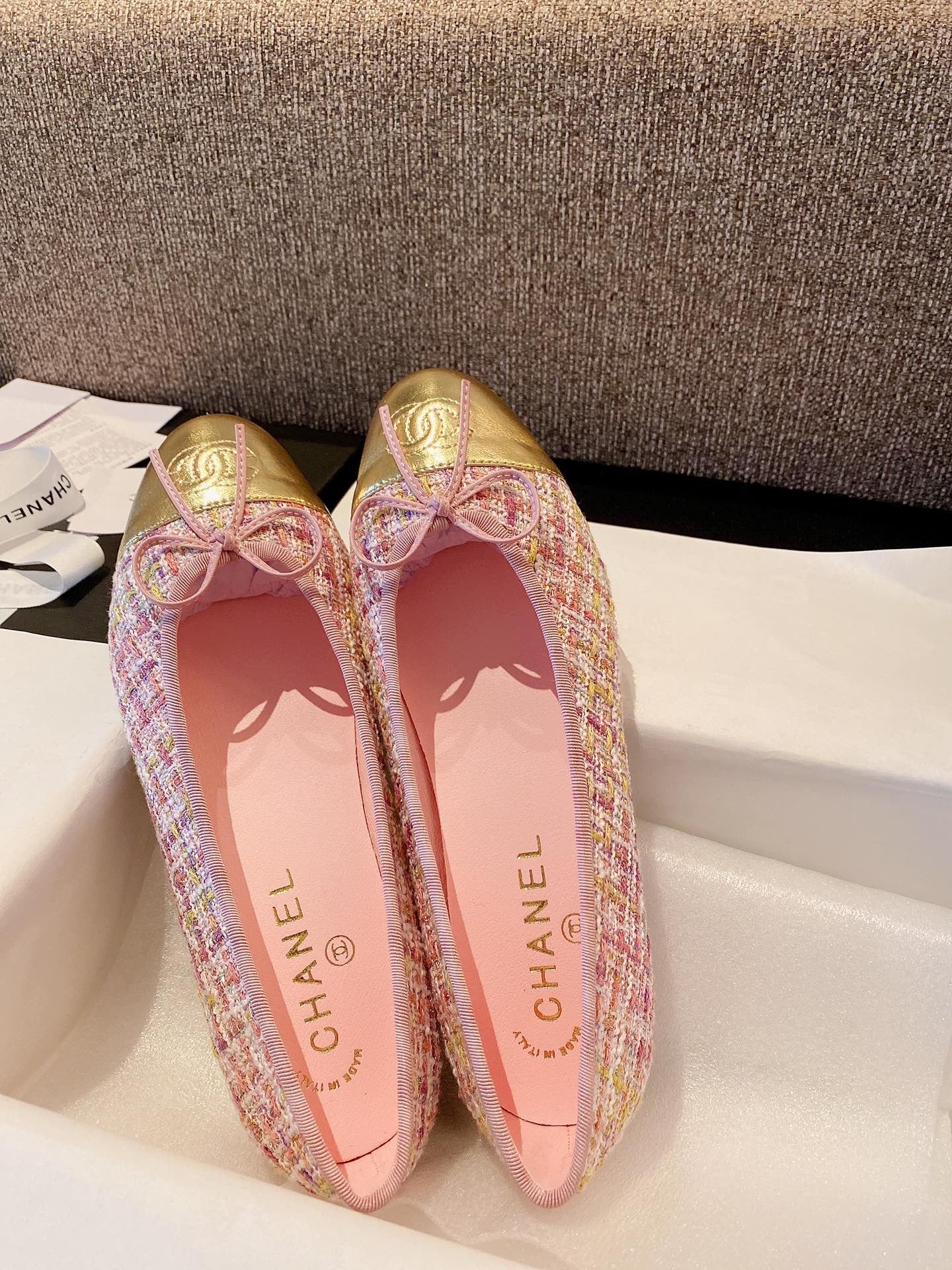 Chanel Leather Bow Ballet Flats