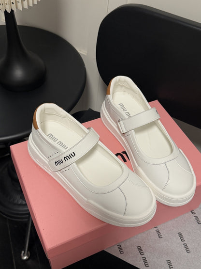Miu Miu White Leather Logo Sneakers