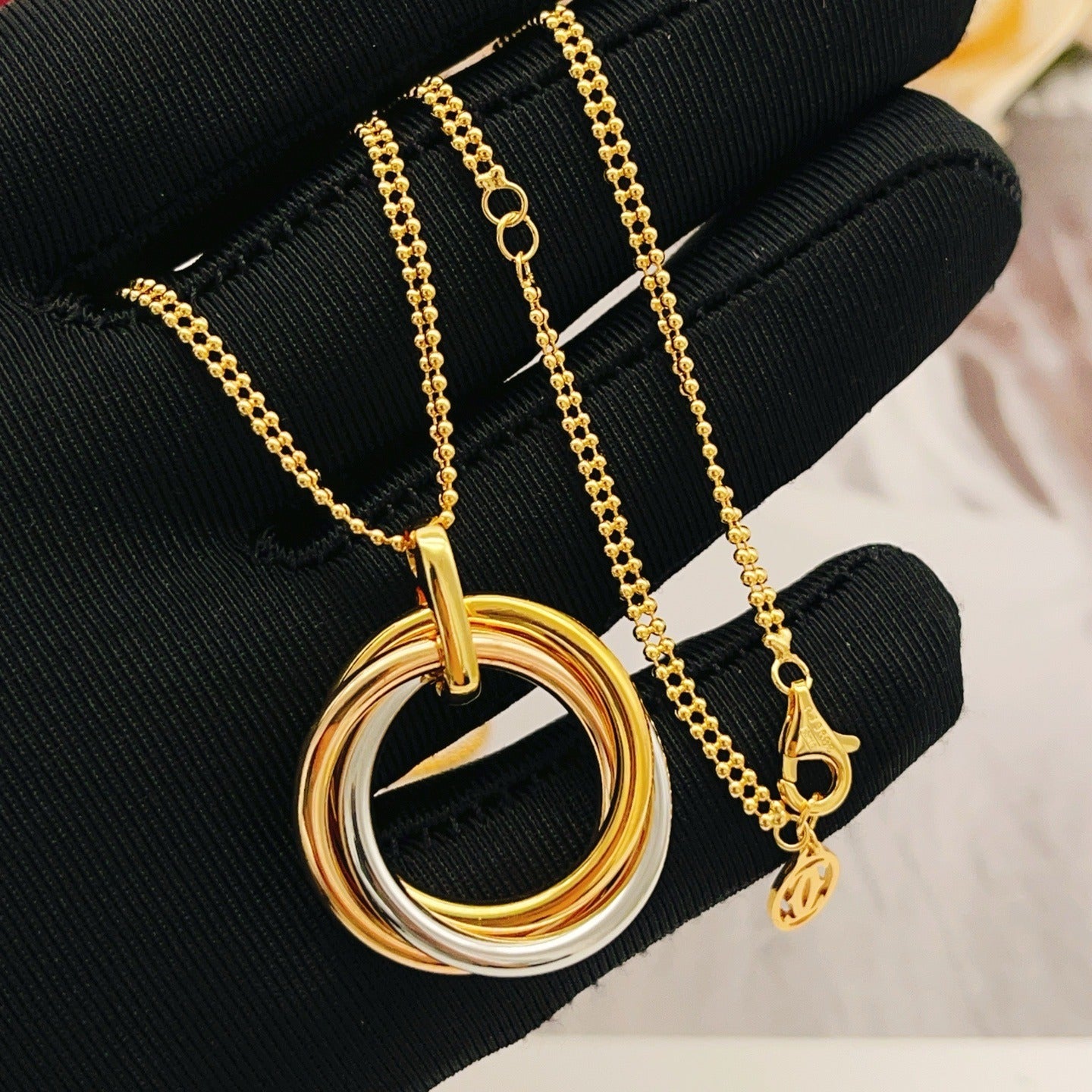 Cartier Gold Brass Colorblock Necklace