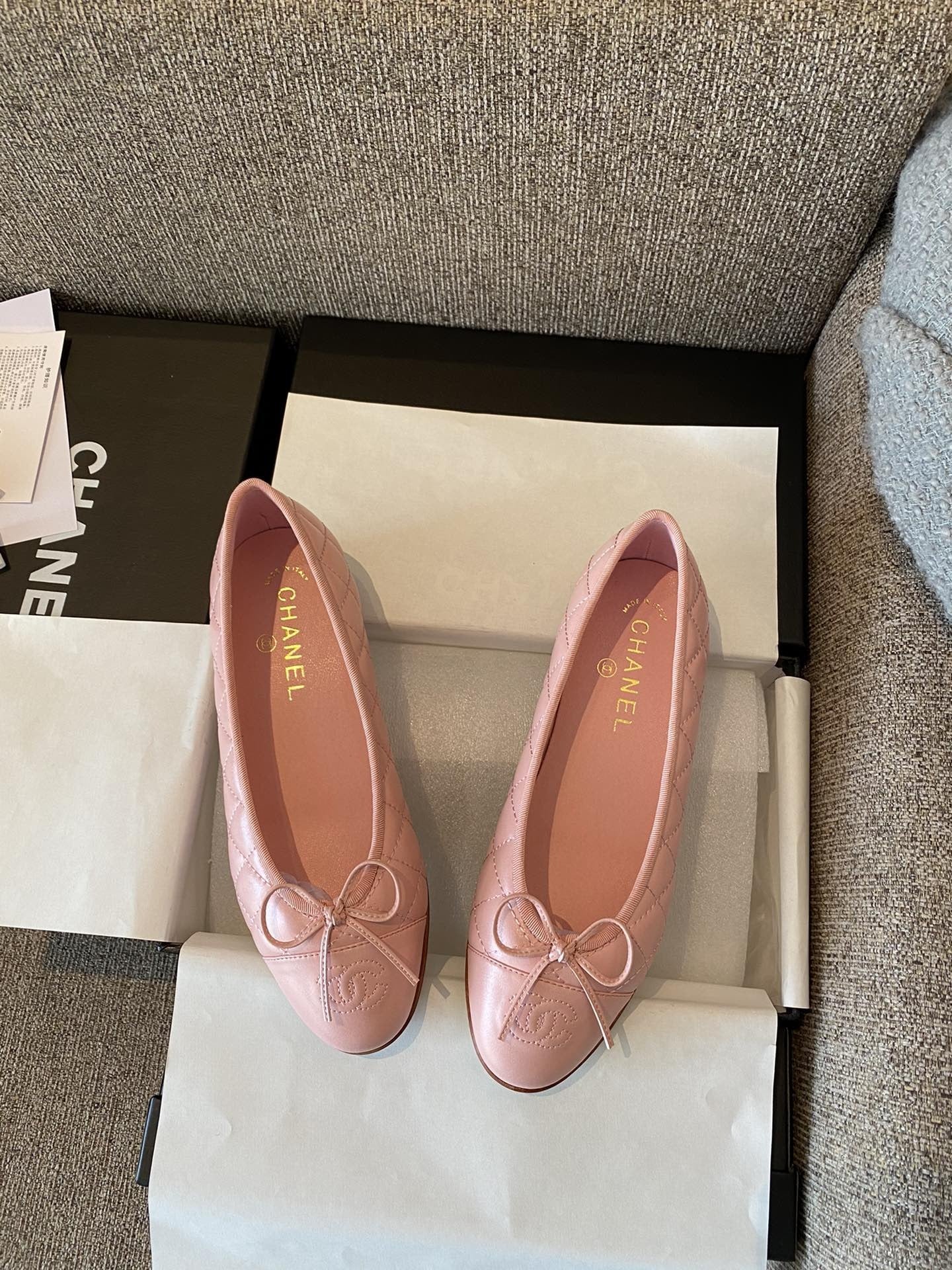 Chanel Leather Bow Ballet Flats