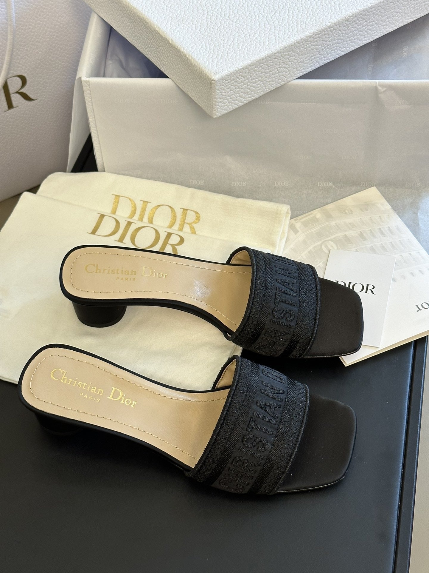 Dior Cotton & Leather Slides