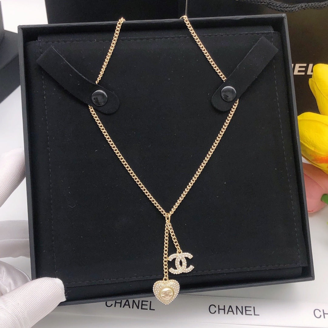 Chanel White Heart Necklace