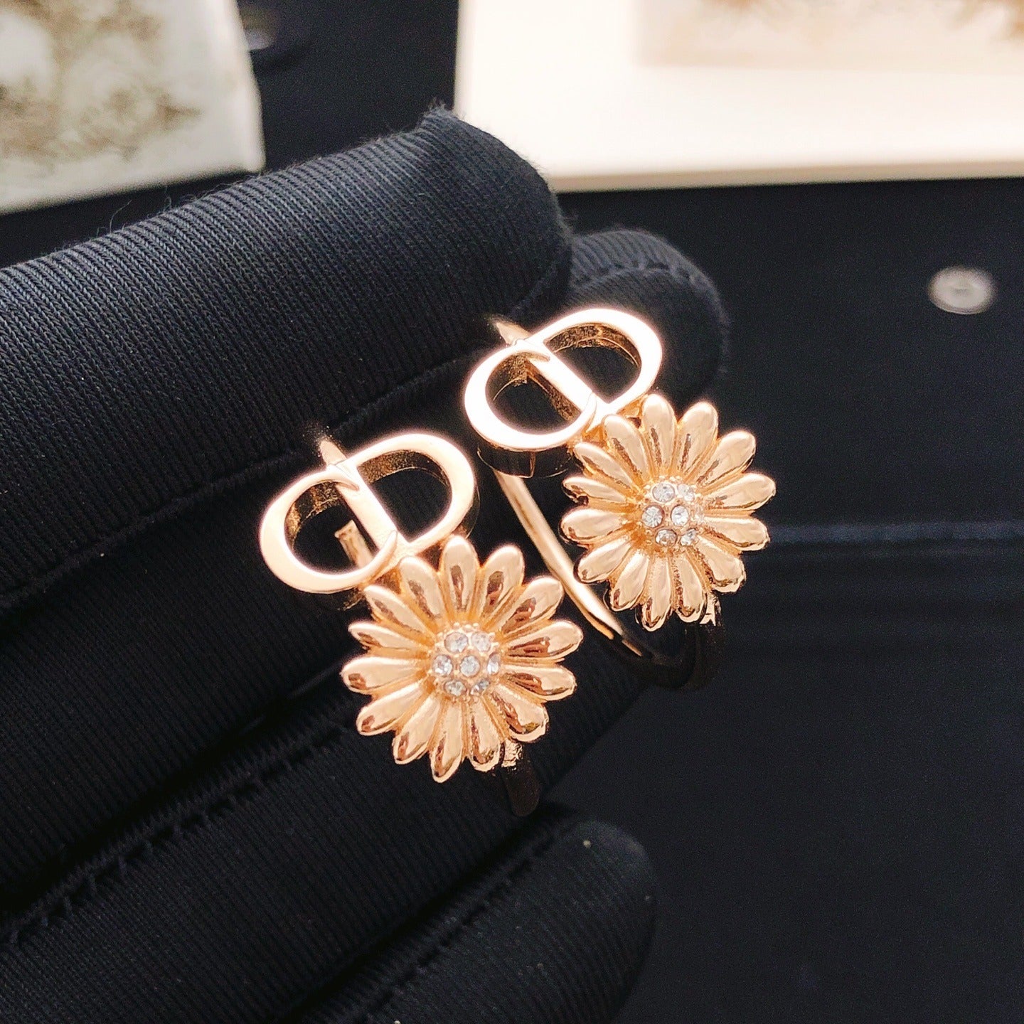 Dior Gold Brass Sunburst Earrings