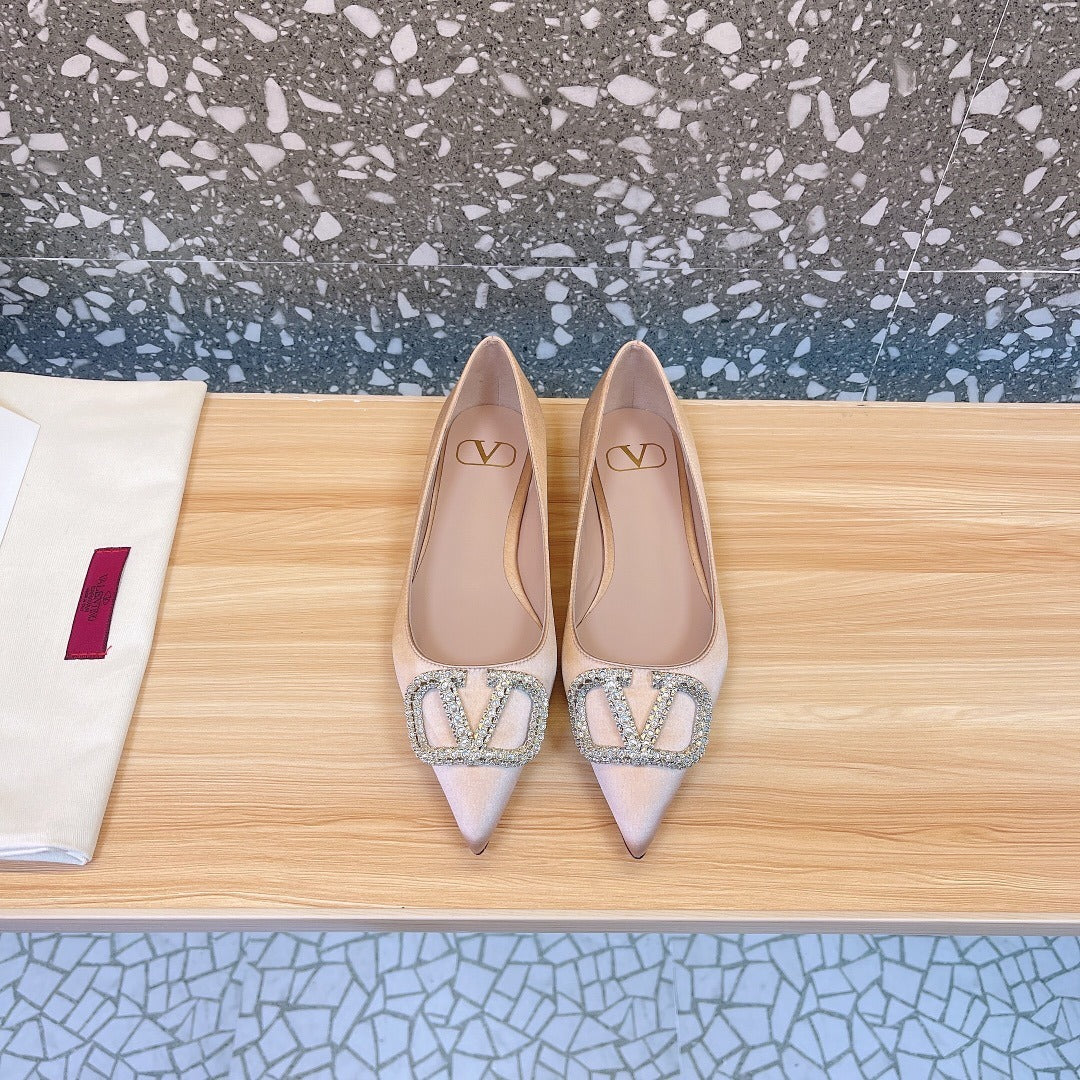 Valentino Lambskin Leather Crystal Heels