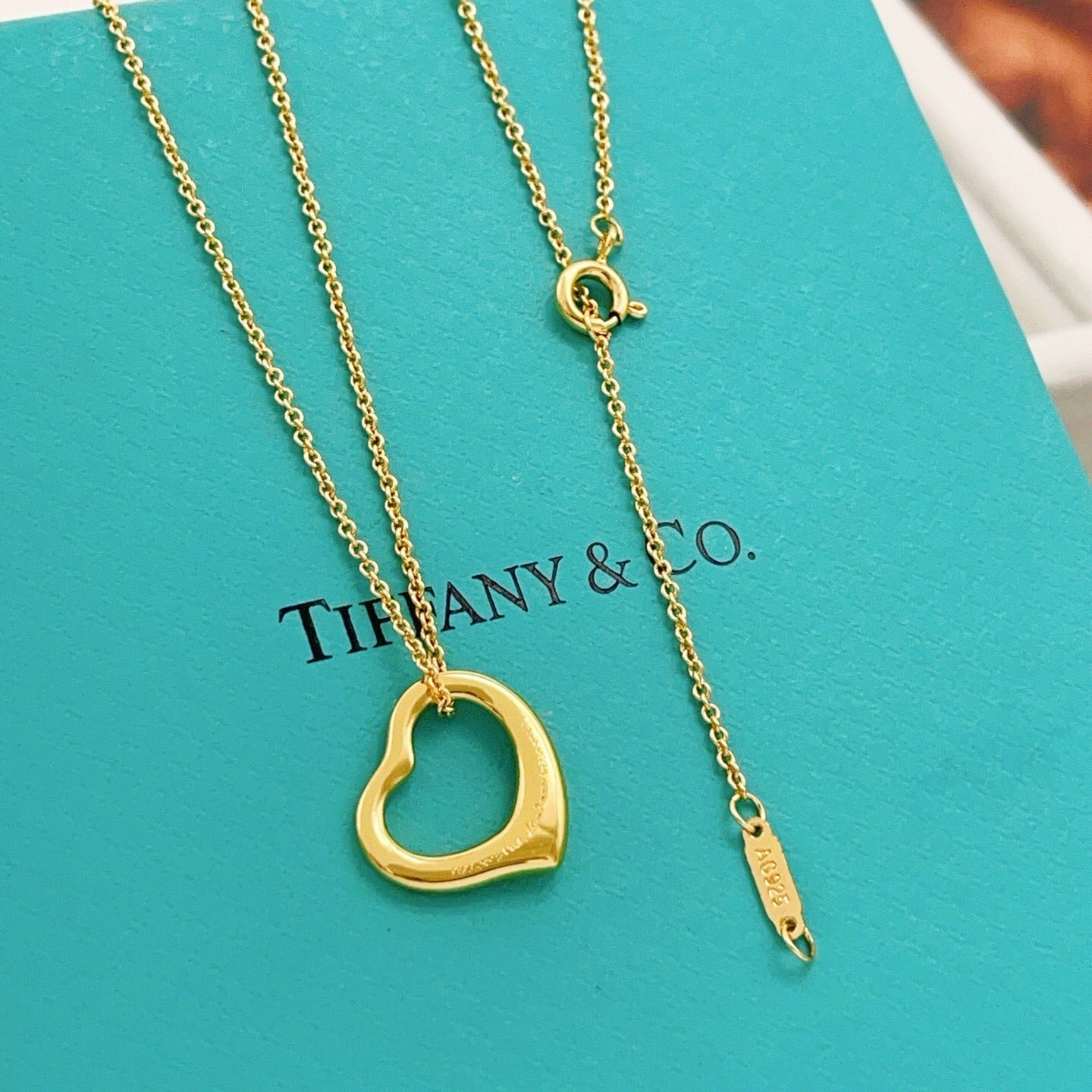 Tiffany & Co. Gold Brass Heart Necklace
