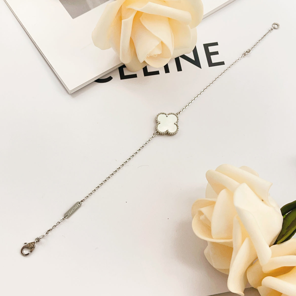 Van Cleef & Arpels Silver Brass Clover Bracelet