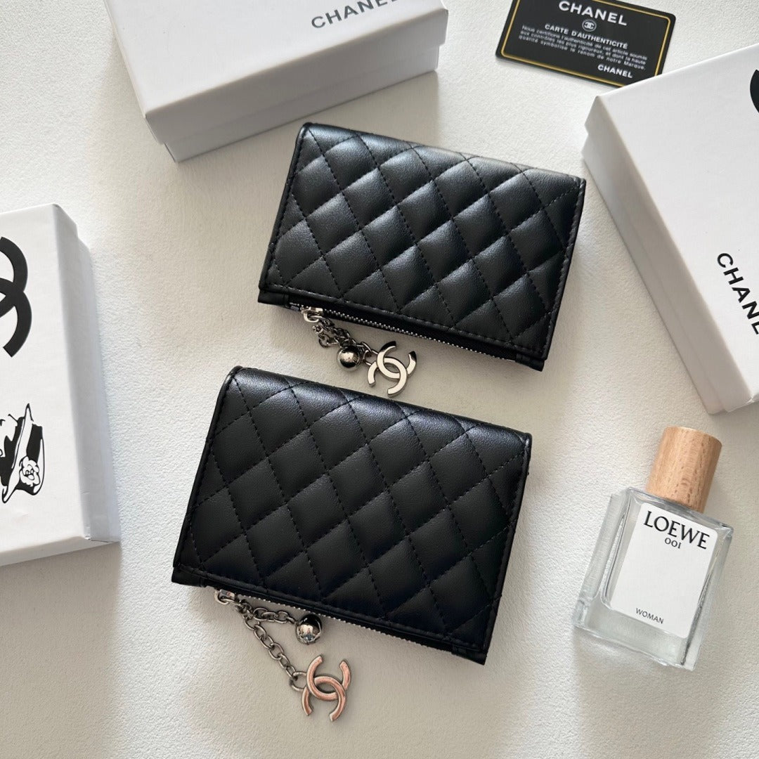 Chanel Black Lambskin Leather Wallet
