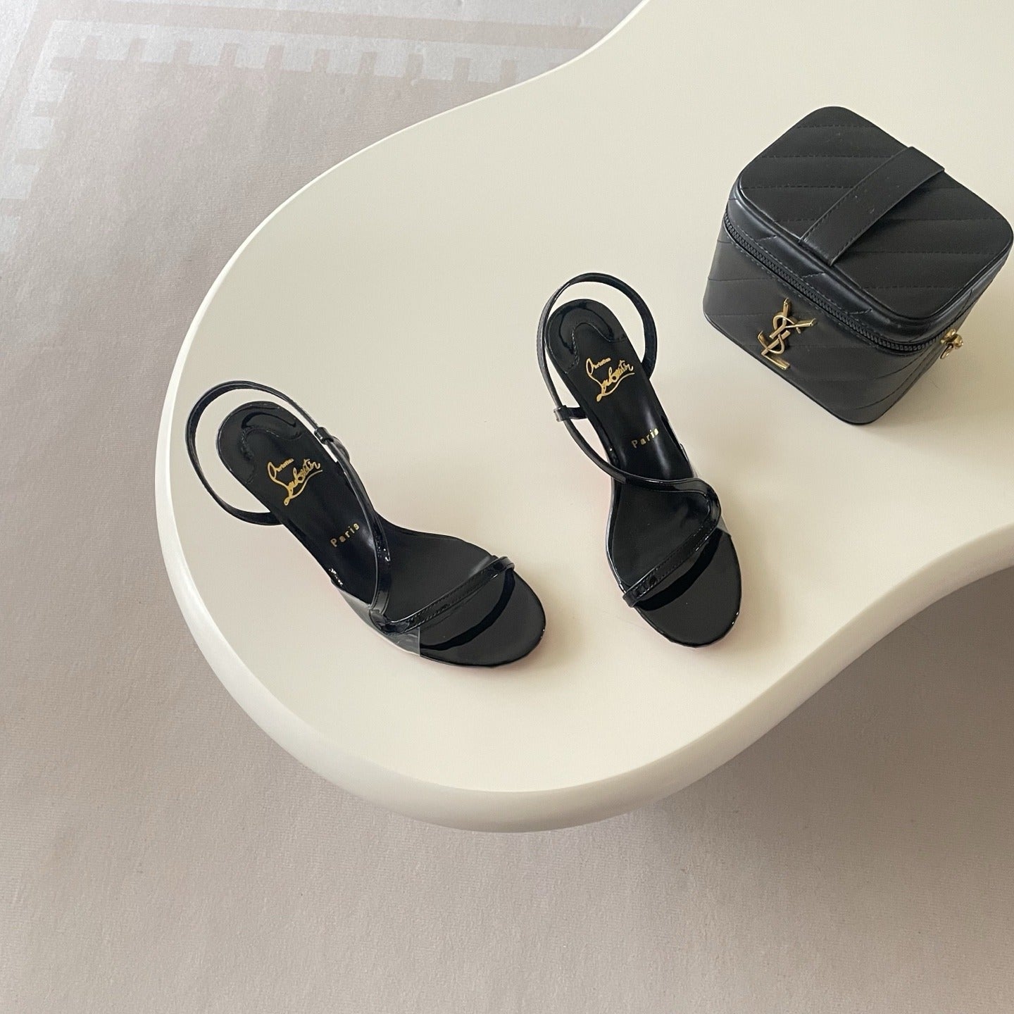 Christian Louboutin Patent Leather & Lambskin Leather Sandals