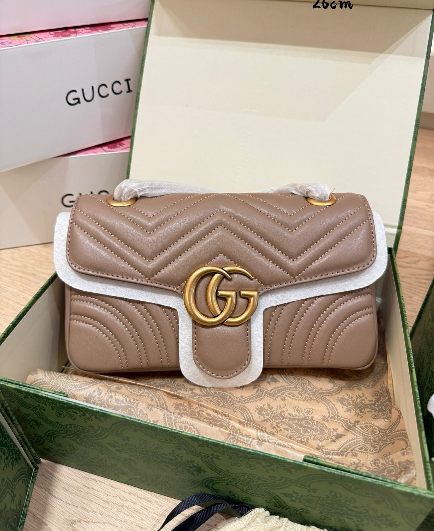 Gucci Calfskin Leather Logo Handbag