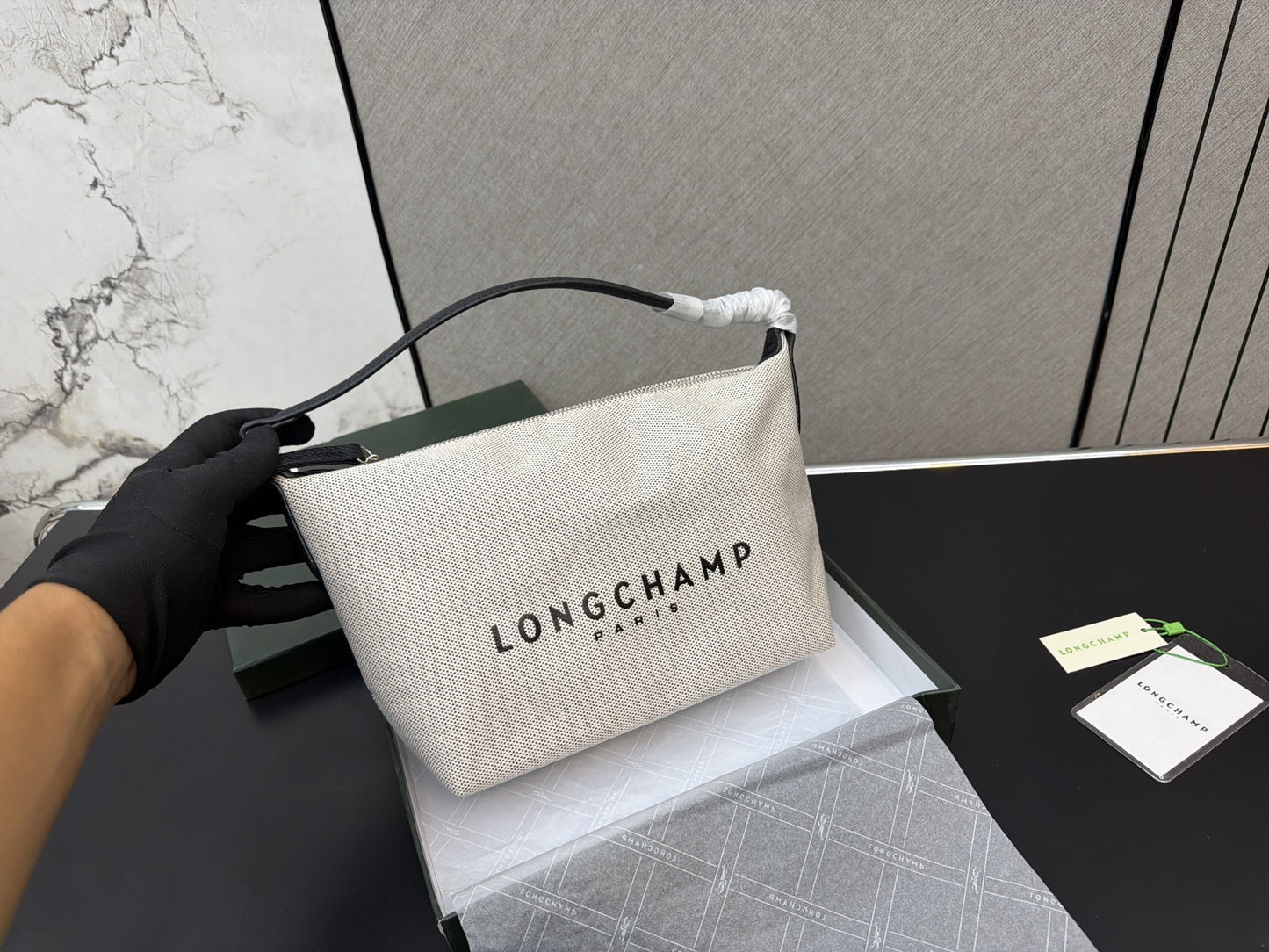 Longchamp Cotton & Canvas Logo Crossbody Bag