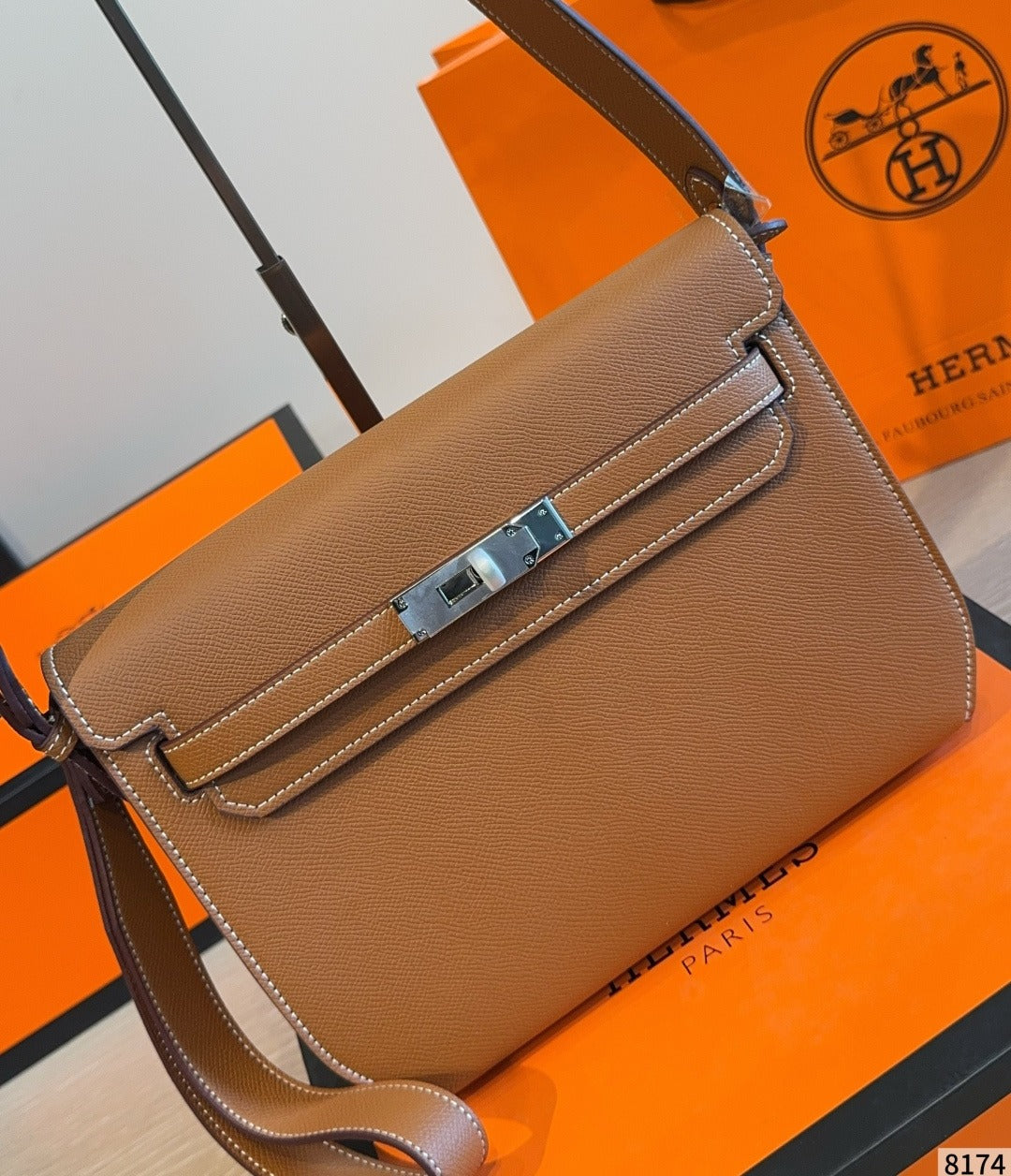Hermes Leather Saddle Crossbody Bag
