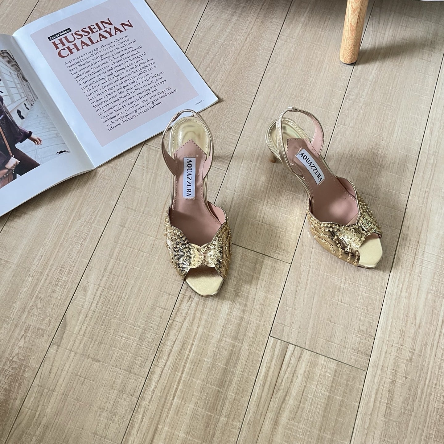 Aquazzura Lambskin Leather Crystal Sandals