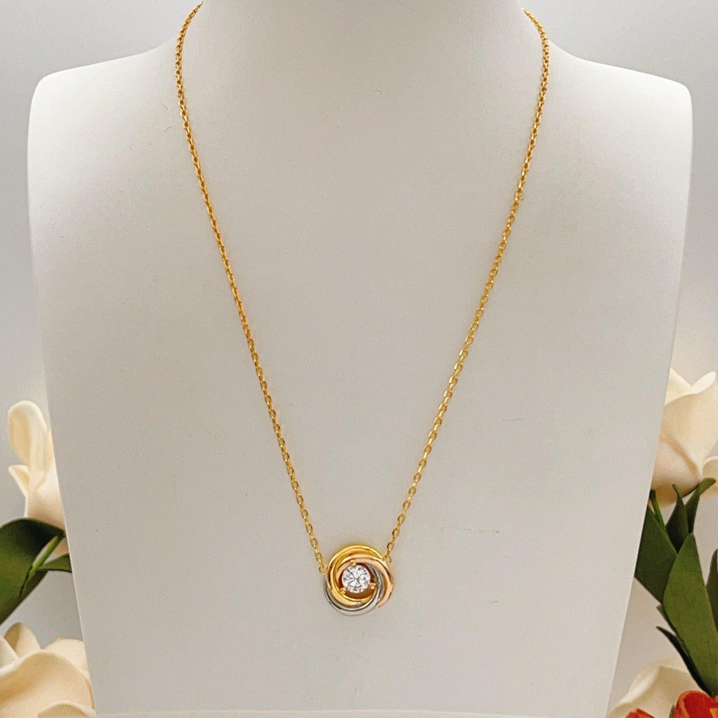 Cartier Gold Brass Colorblock Necklace