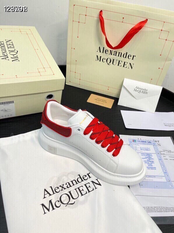 Alexander McQueen Women White Lambskin Leather Logo Sneakers