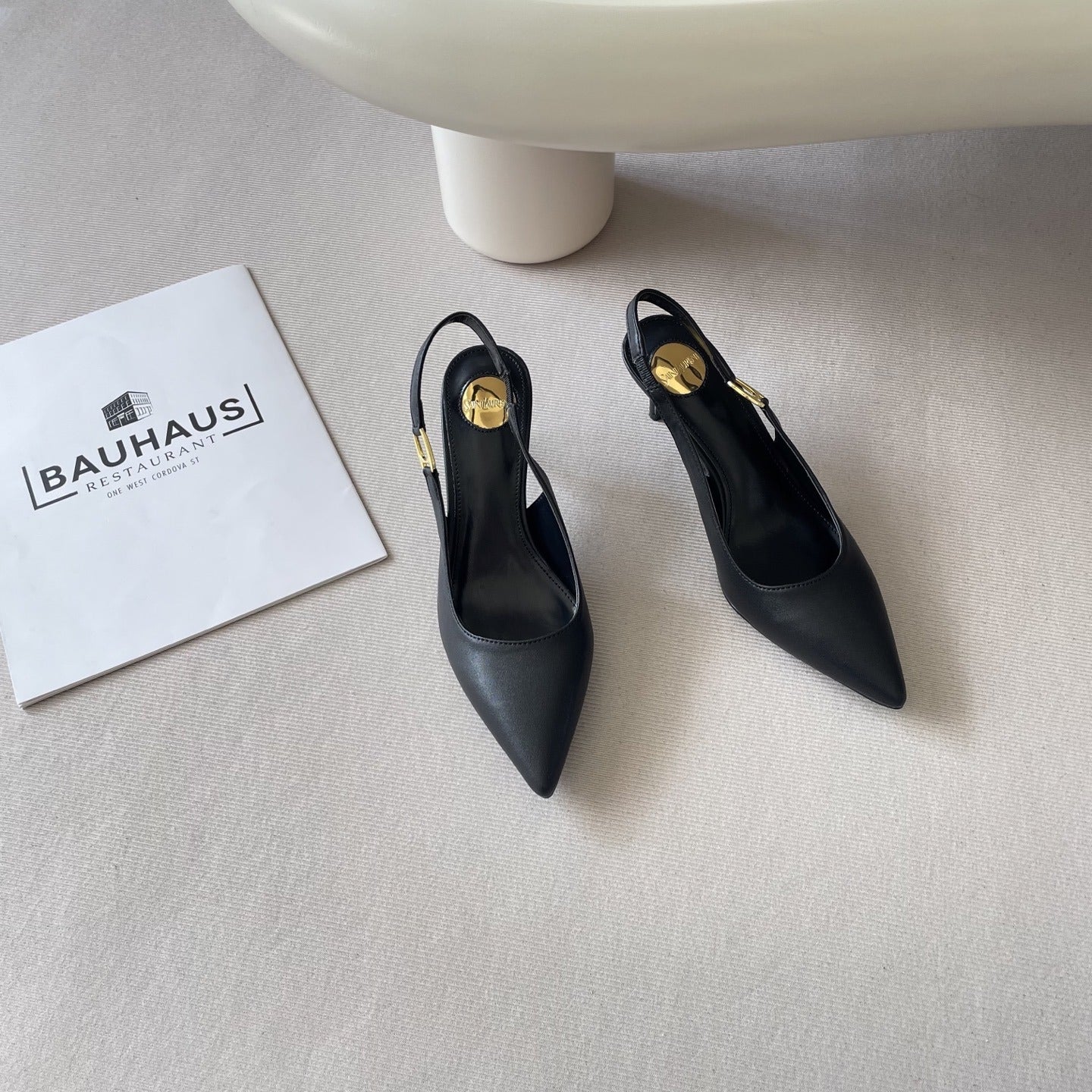 Saint Laurent Lambskin Leather Pointed Toe Heels