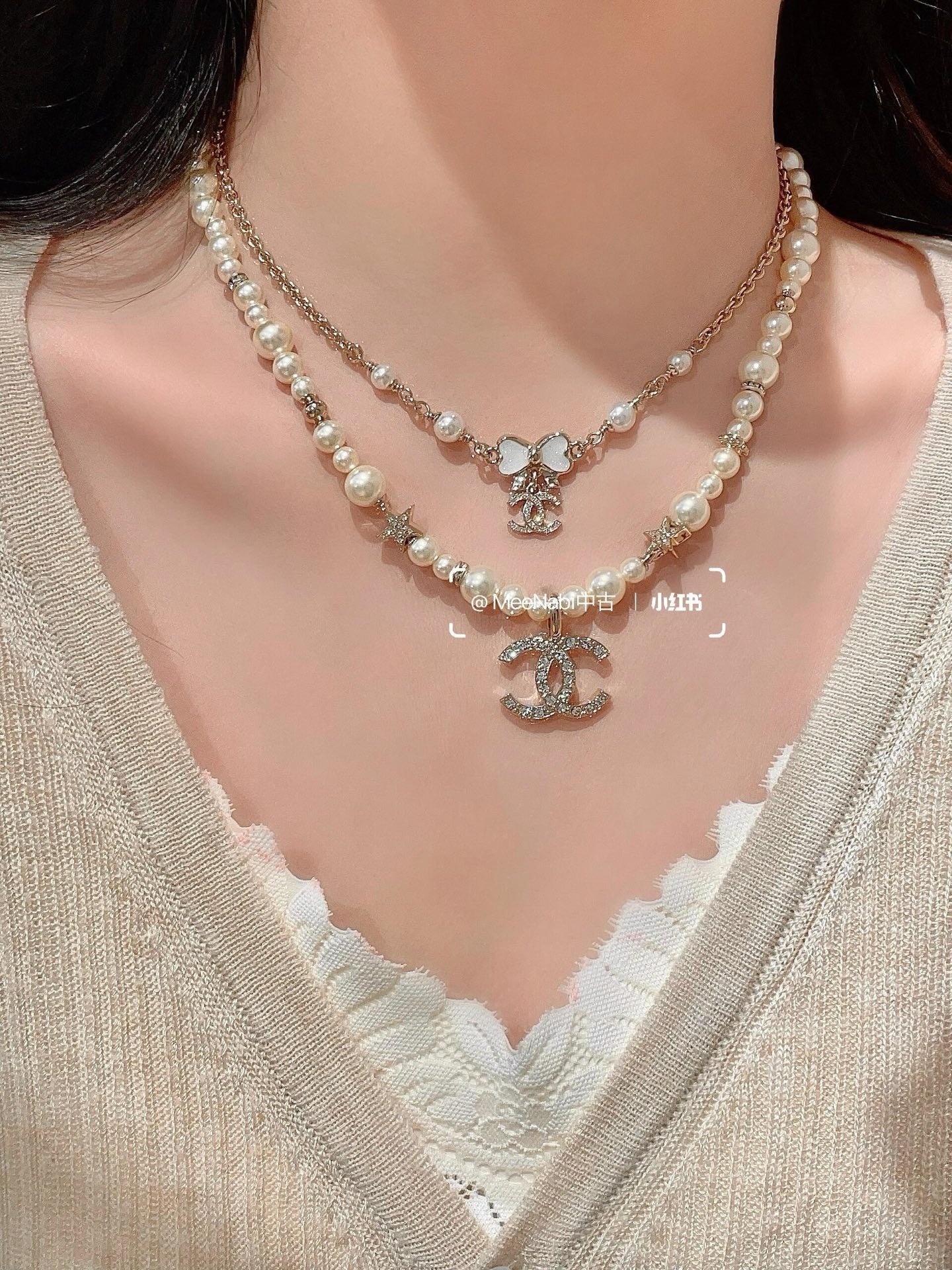 Chanel Brass Bow Necklace