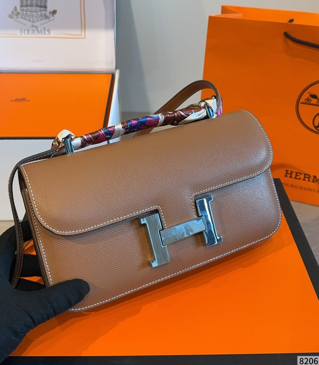 Hermes Leather Saddle Crossbody Bag