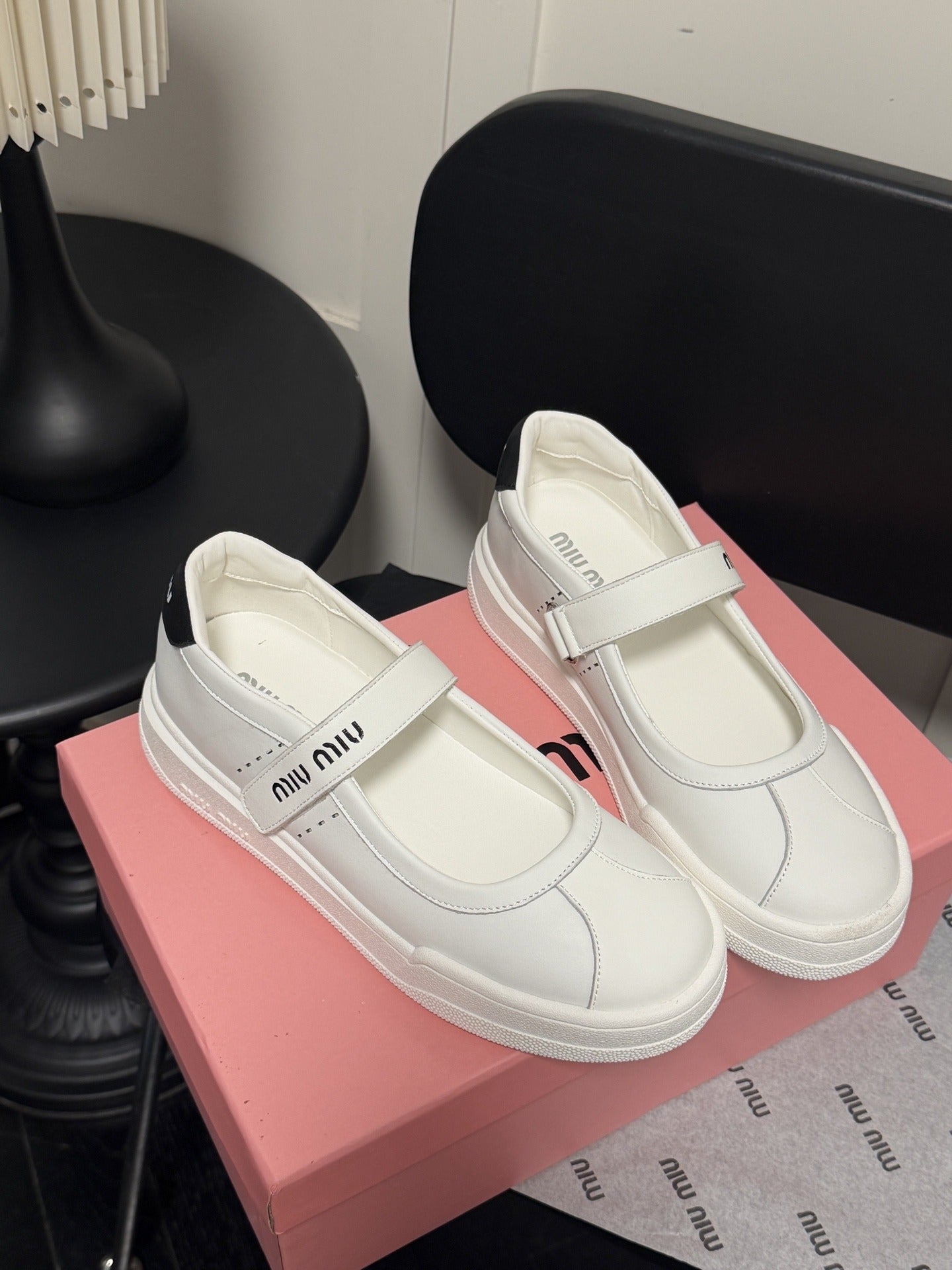 Miu Miu White Leather Logo Sneakers