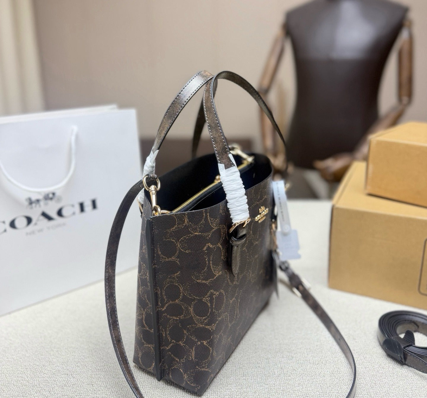 Coach Black Canvas & Leather Zip Crossbody Bag