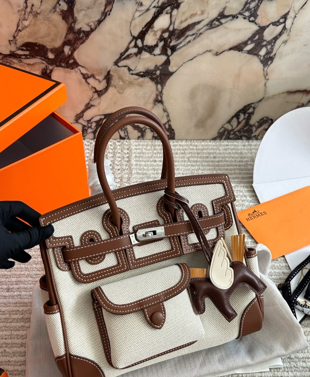 Hermes Canvas Handbag