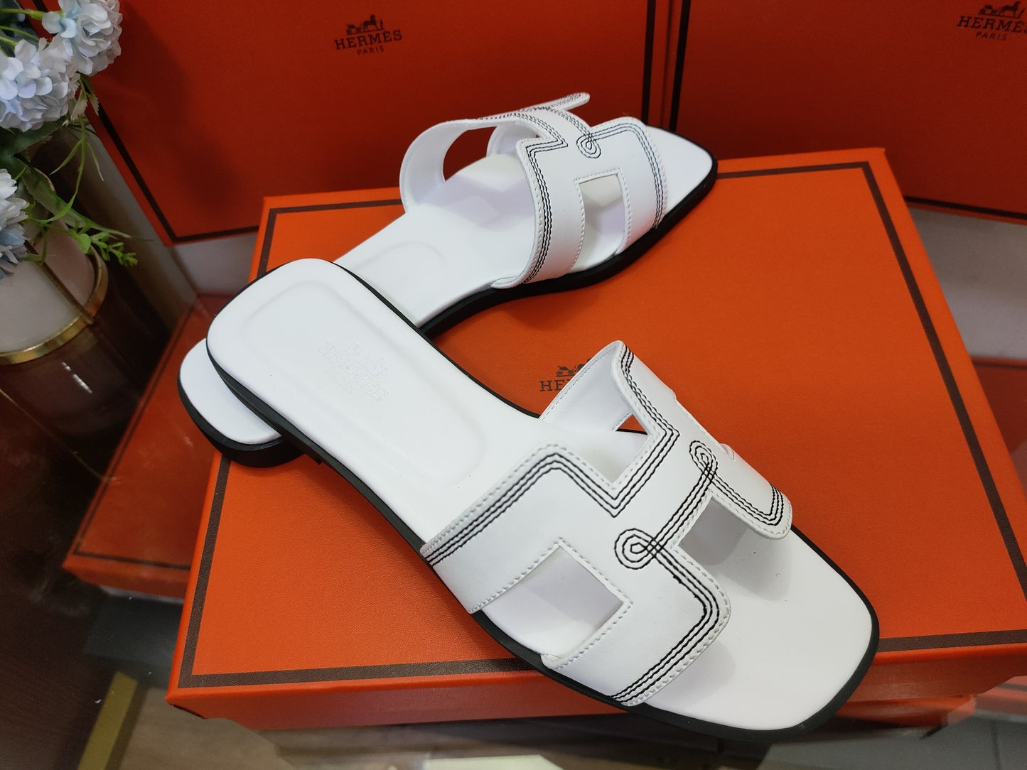 Hermes Leather Slides