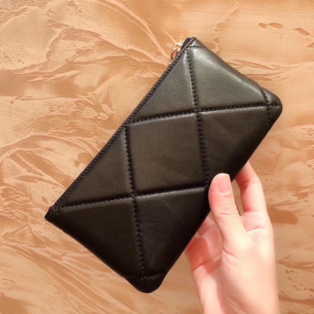 Chanel Black Lambskin Leather Wallet