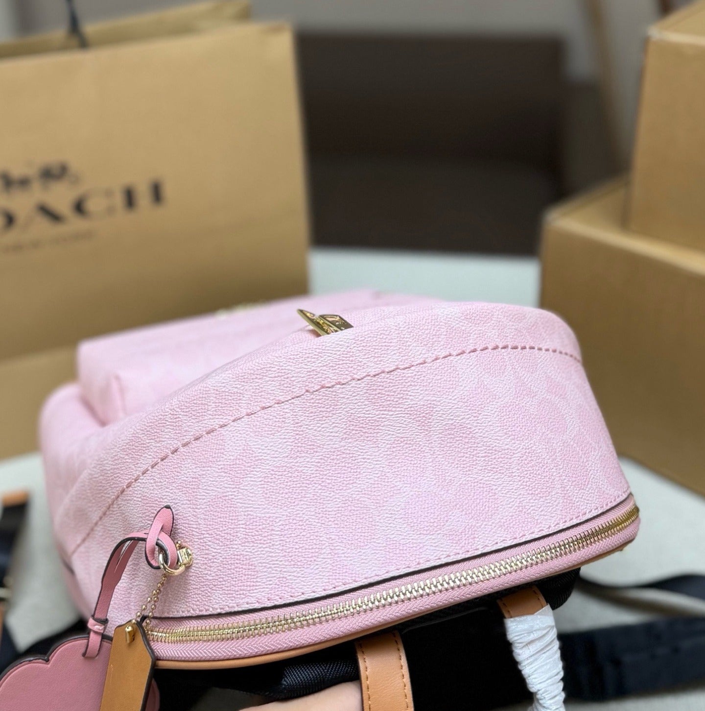 Coach Pink Monogram Backpack