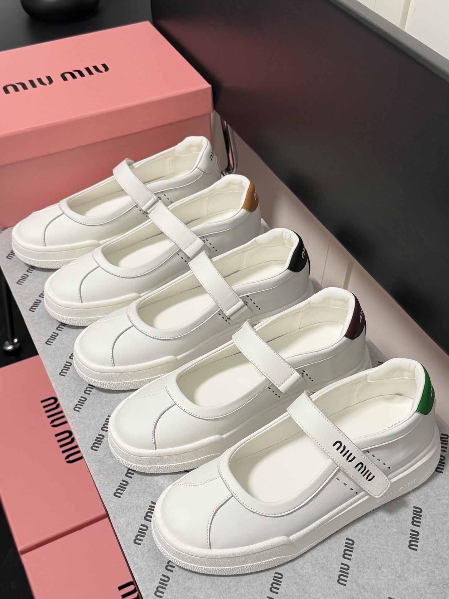 Miu Miu White Leather Logo Sneakers