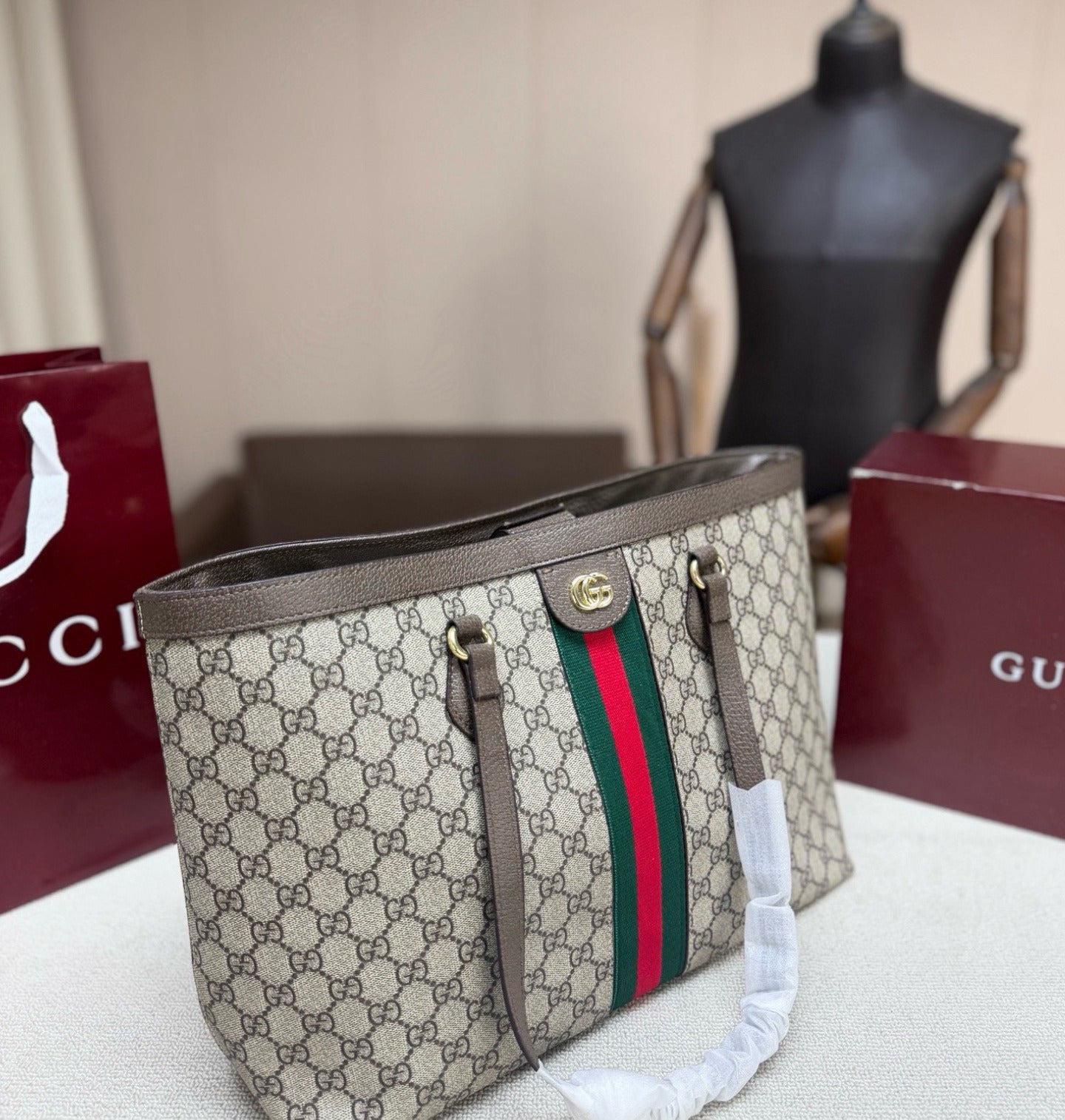 Gucci Leather Ophidia Tote Bag
