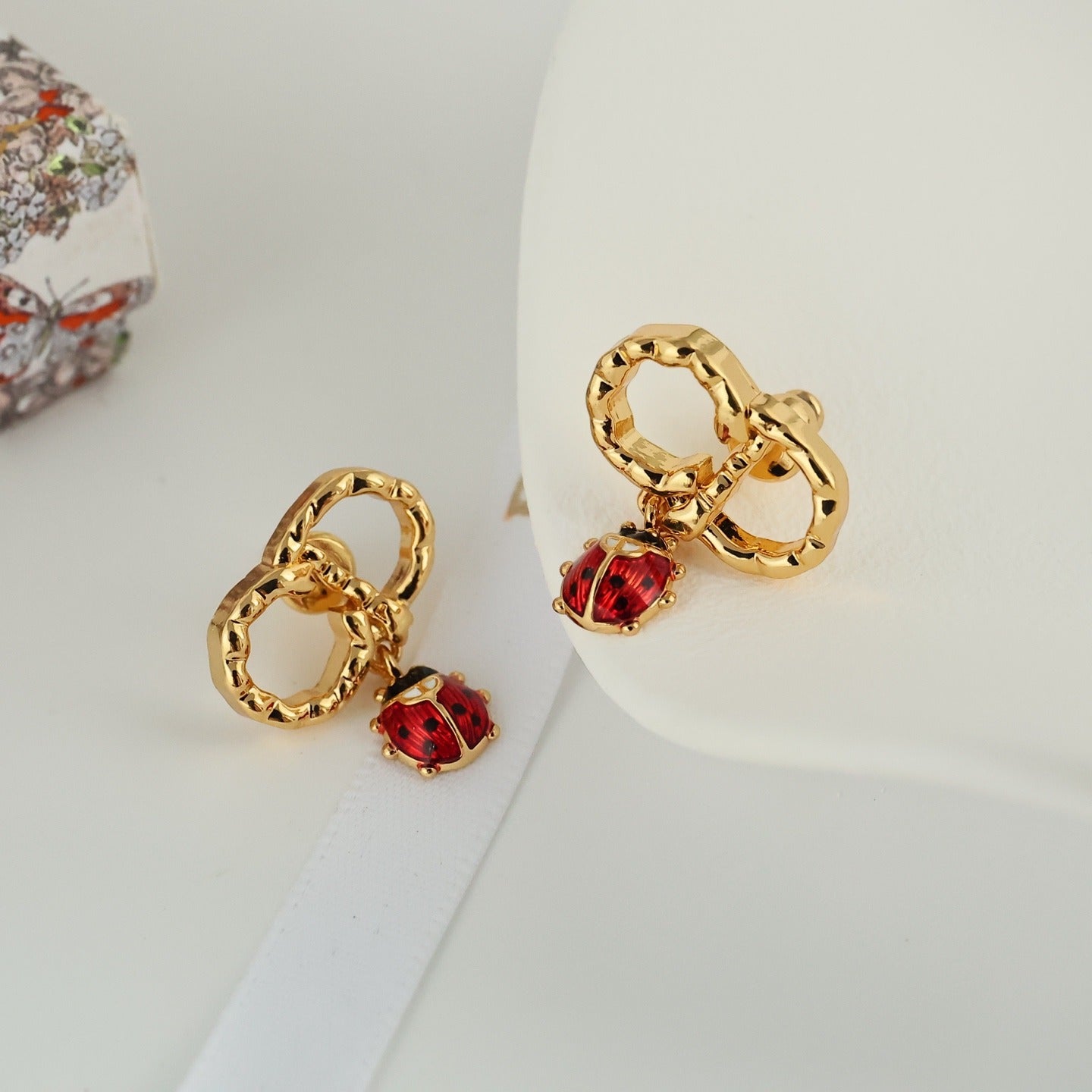Dior Black Enamel Earrings