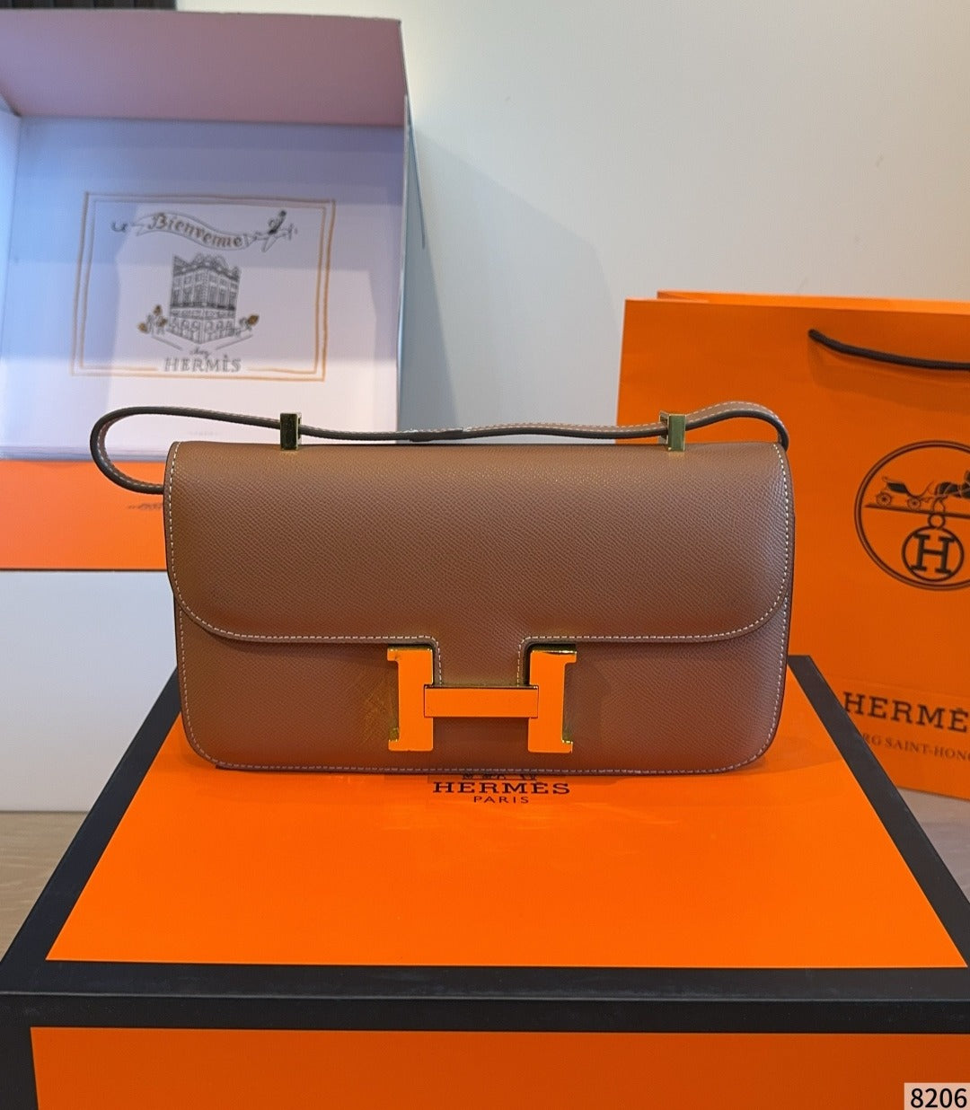 Hermes Leather Saddle Crossbody Bag