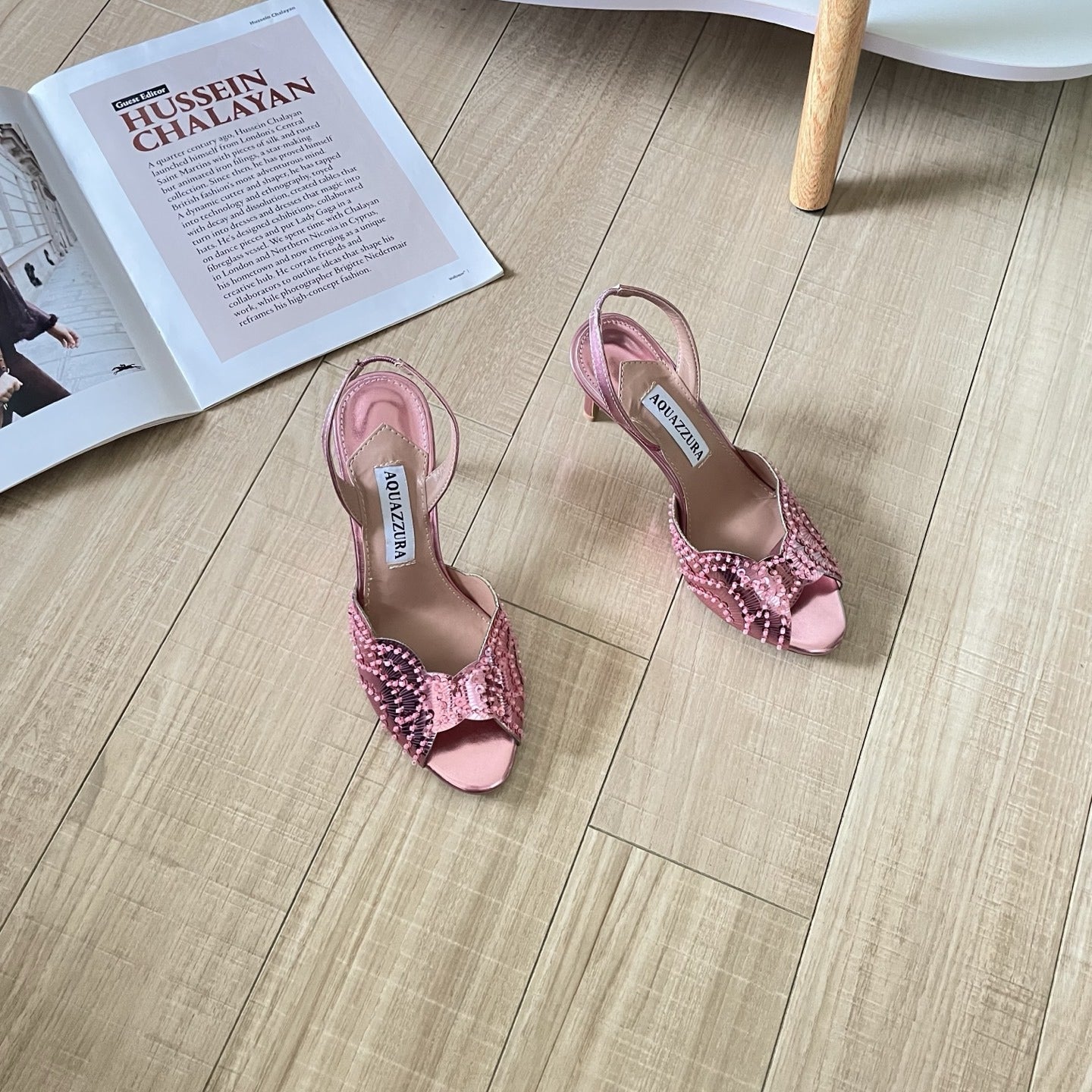 Aquazzura Lambskin Leather Crystal Sandals