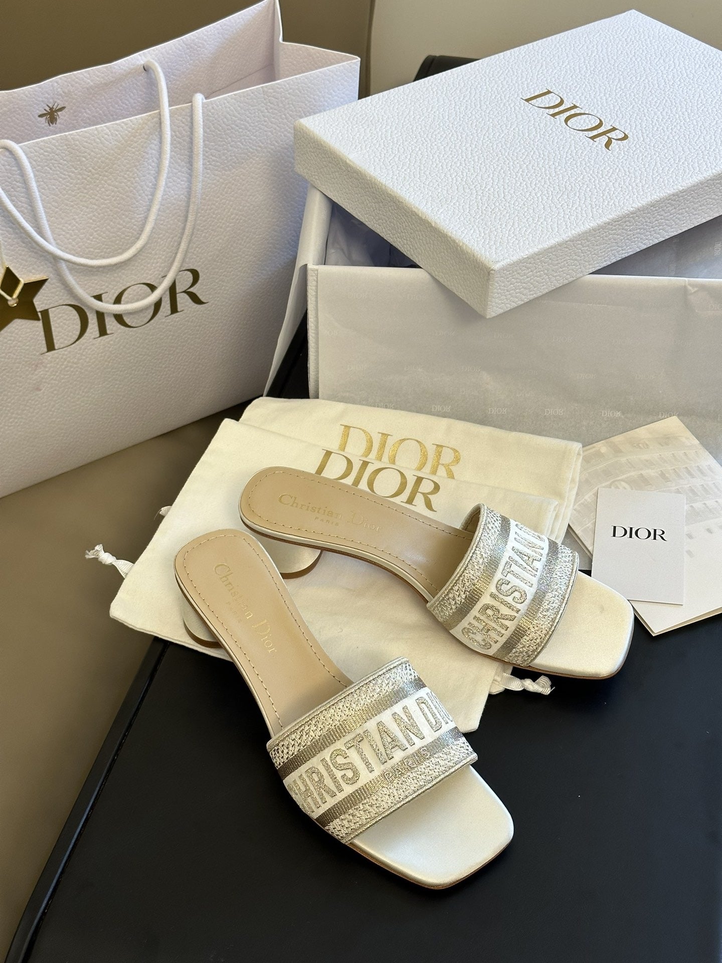 Dior Cotton & Leather Slides