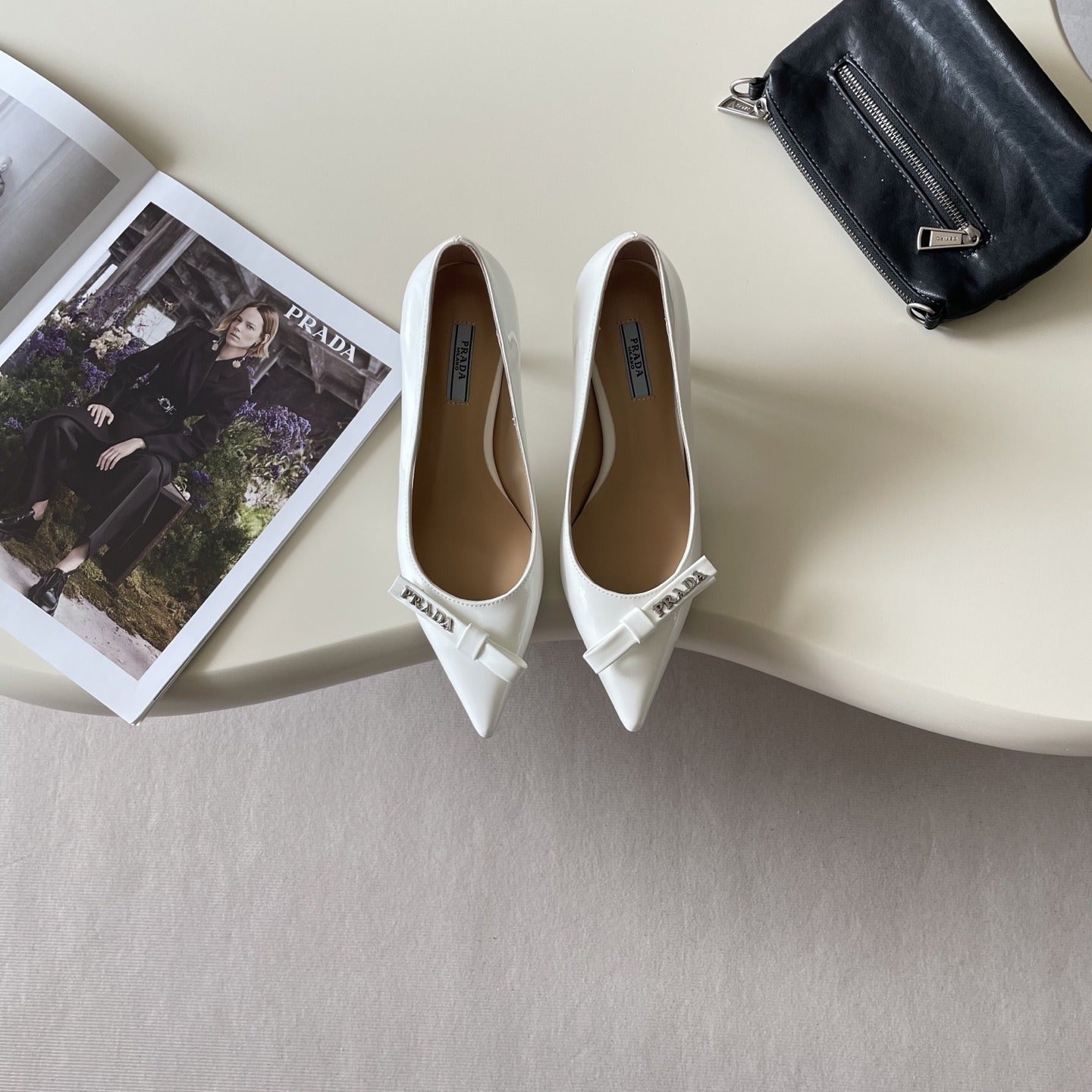 Prada Lambskin Leather Bow Heels