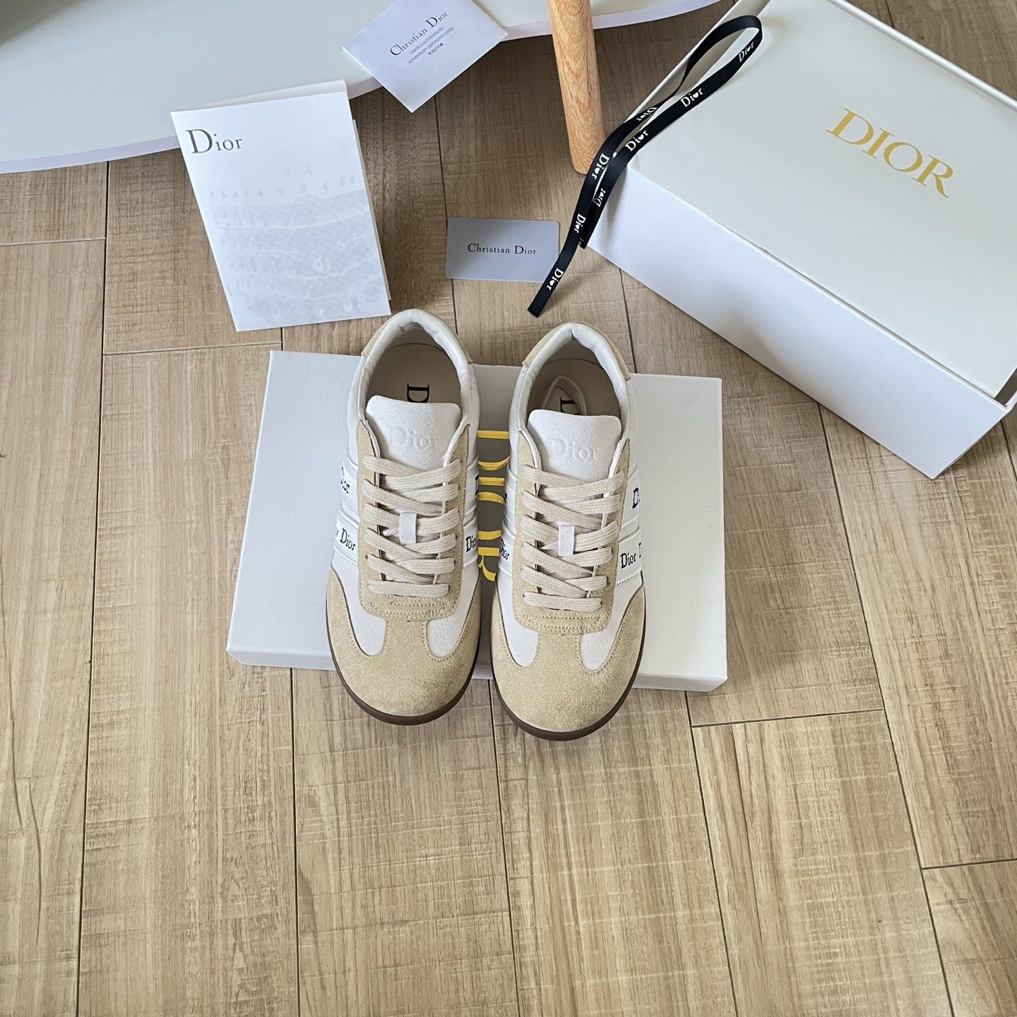 Dior Leather Vintage-Finish Sneakers