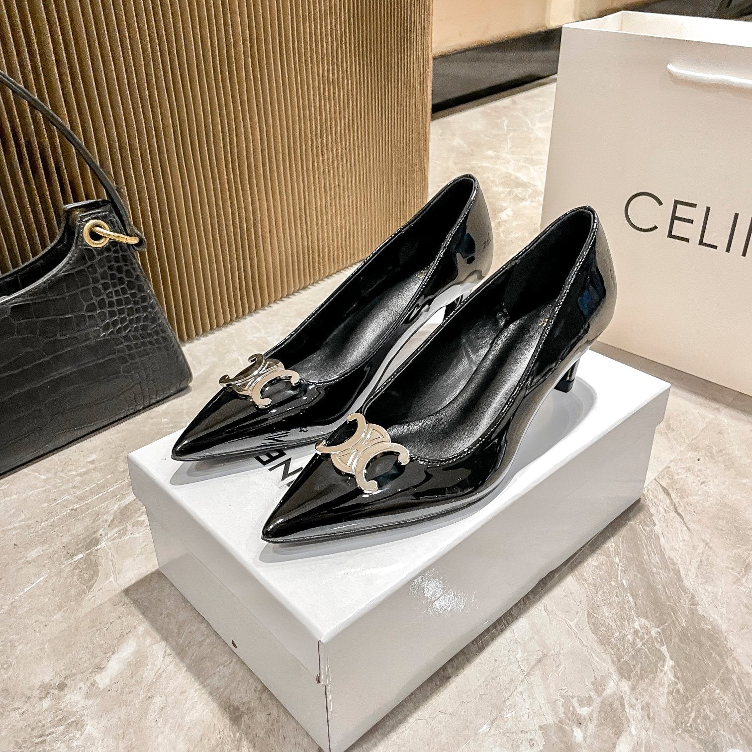 Celine Calfskin Leather Pointed Toe Heels