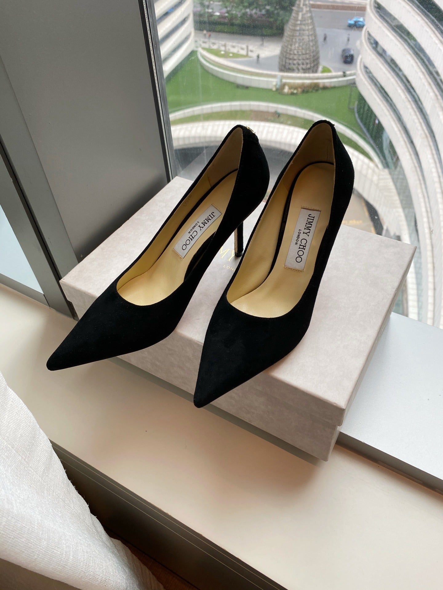 Jimmy Choo Women Patent Leather & Lambskin Leather Pearl Heels