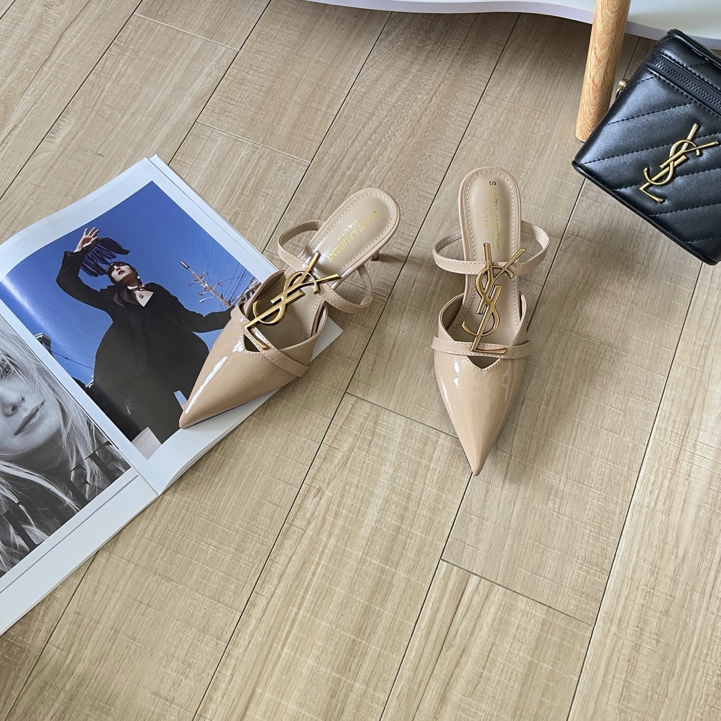 Saint Laurent Lambskin Leather Logo Sandals