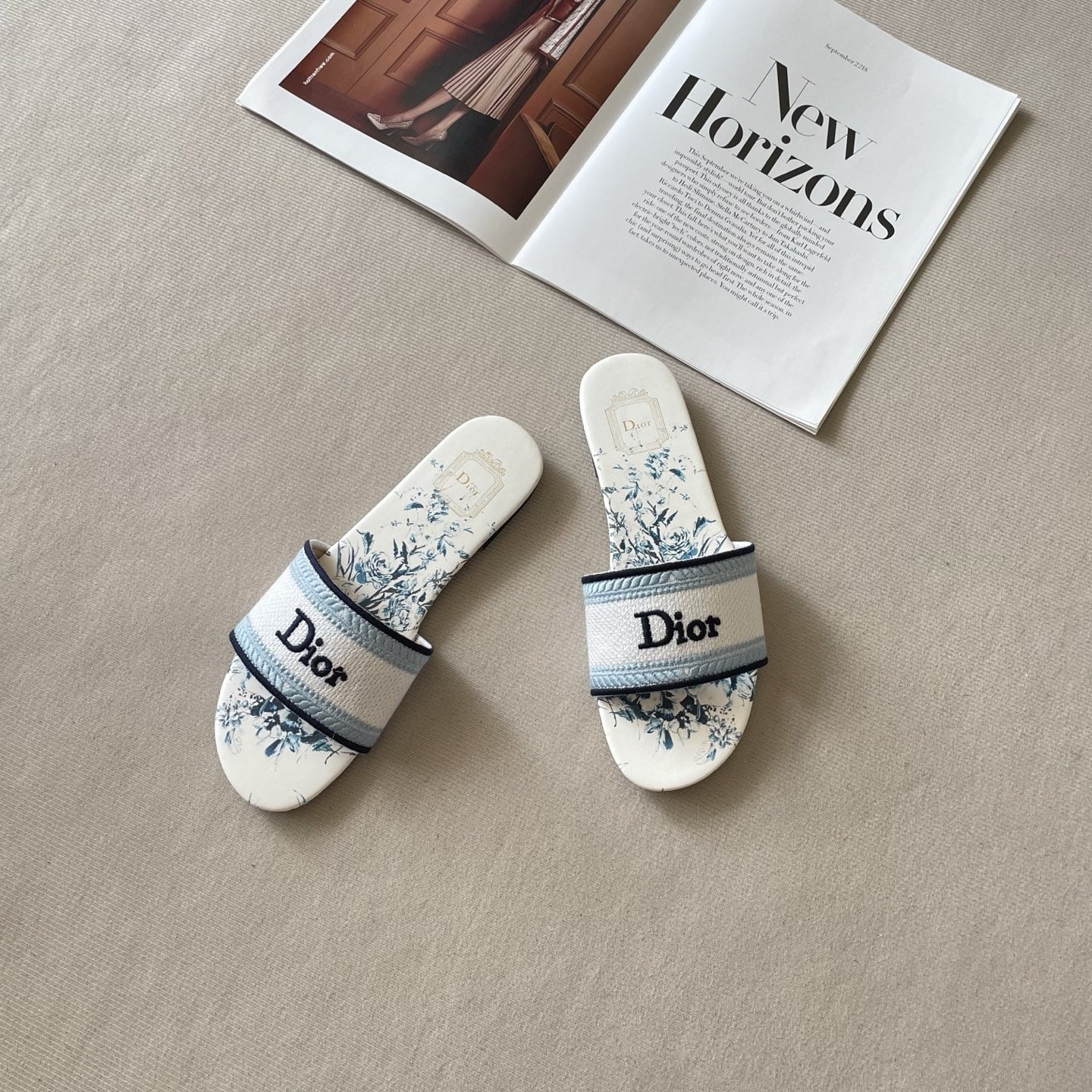 Dior Leather Embroidered Slides