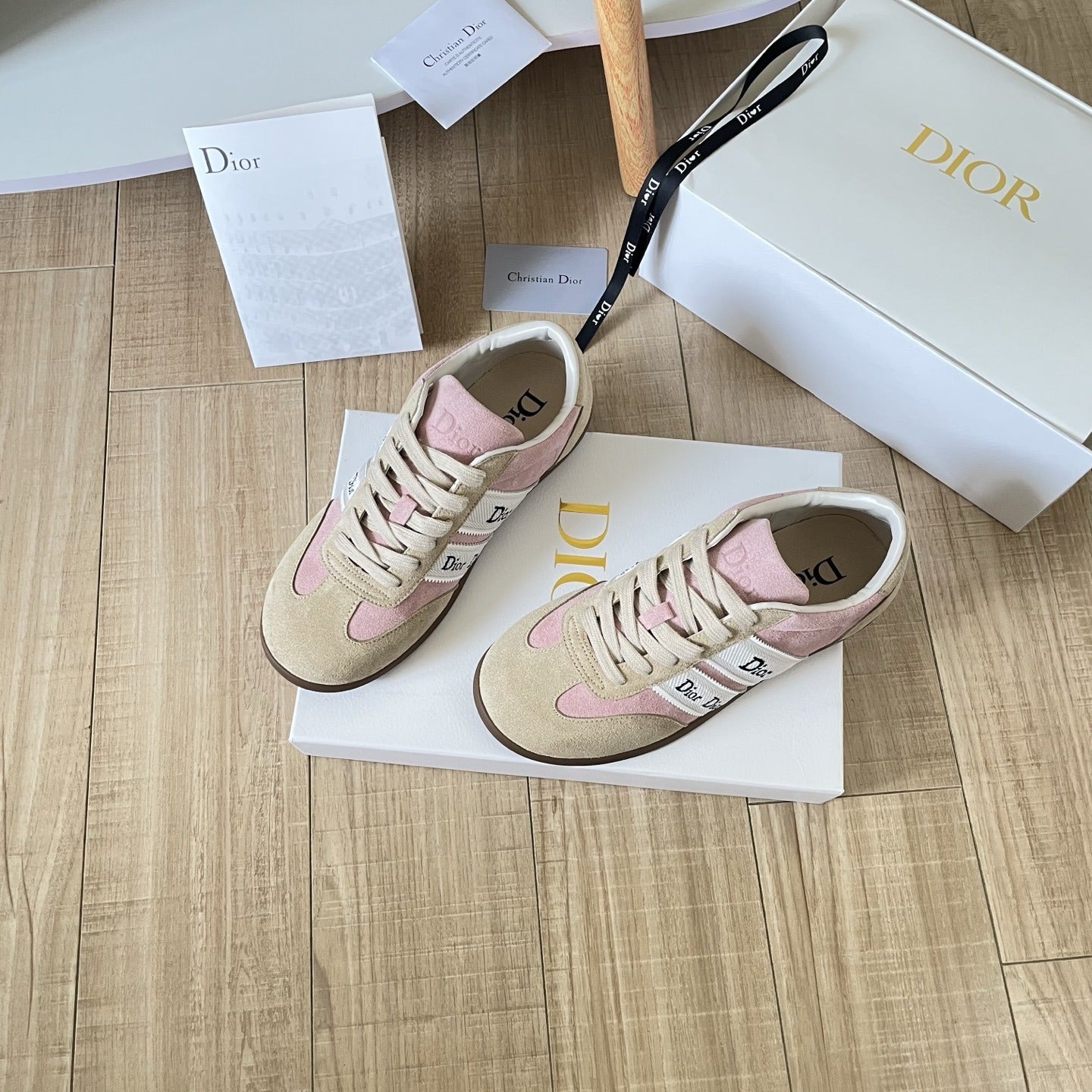 Dior Leather Vintage-Finish Sneakers