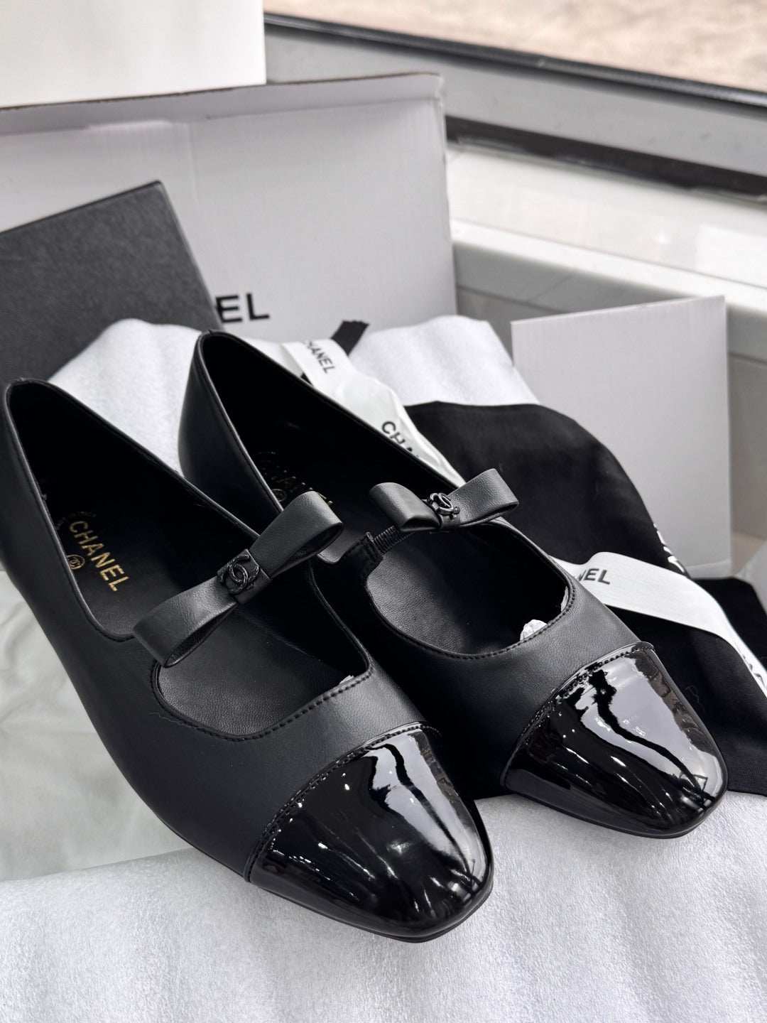Chanel Patent Leather Bow Shoes
