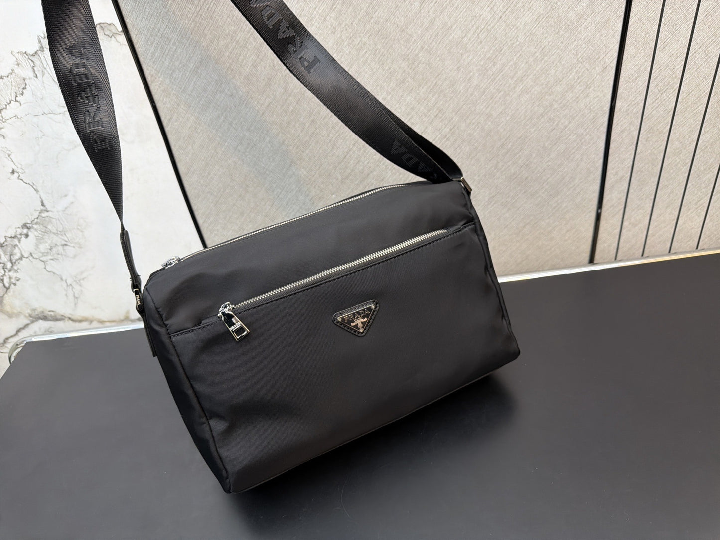 Prada Black Nylon & Canvas Shoulder Bag